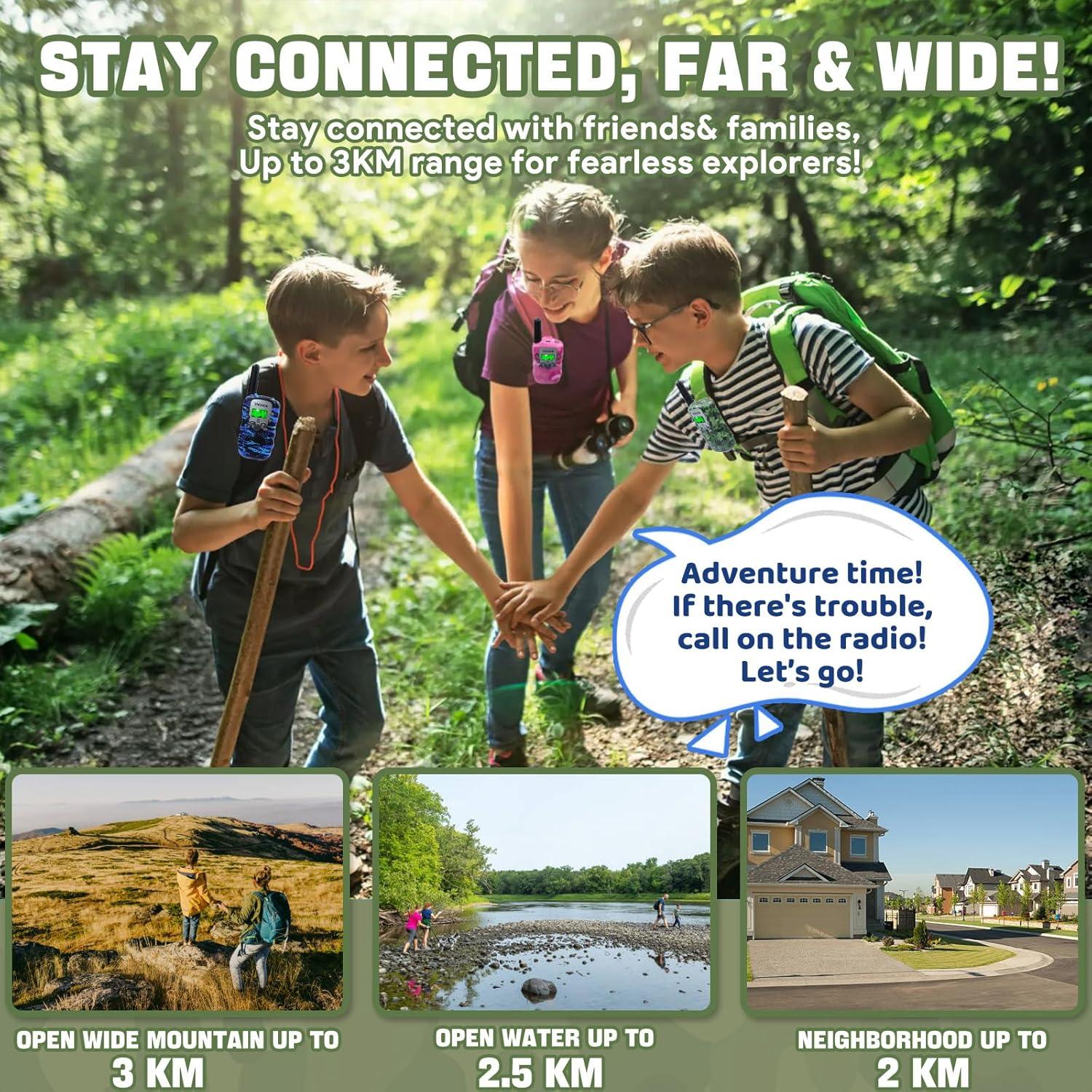 Walkie Talkies Vvinca Recargables para Niños 3 Paquetes 3KM