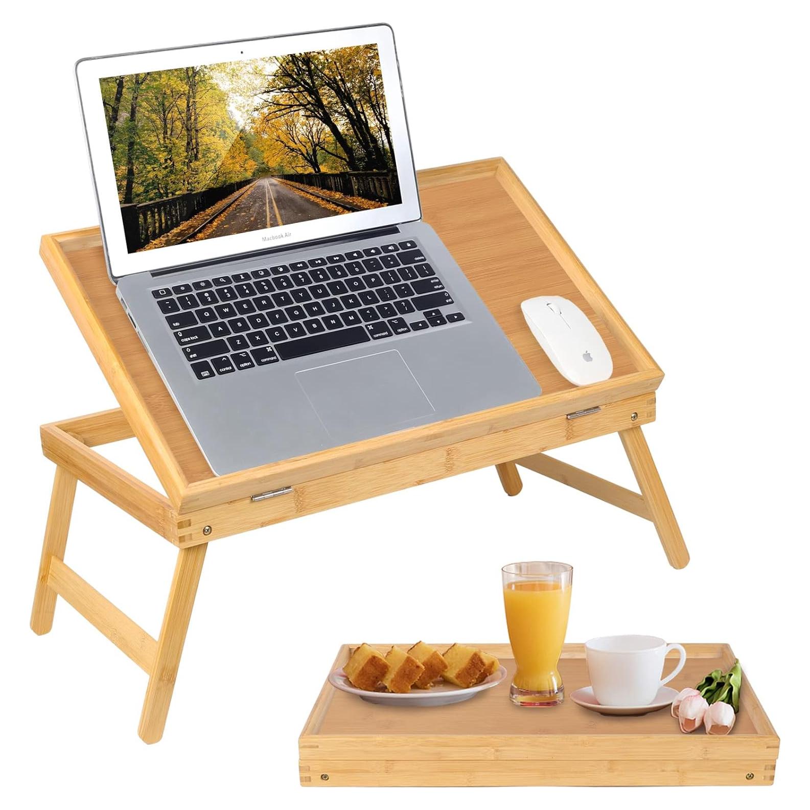 Bandeja de desayuno Artmeer para cama con patas plegables Beige