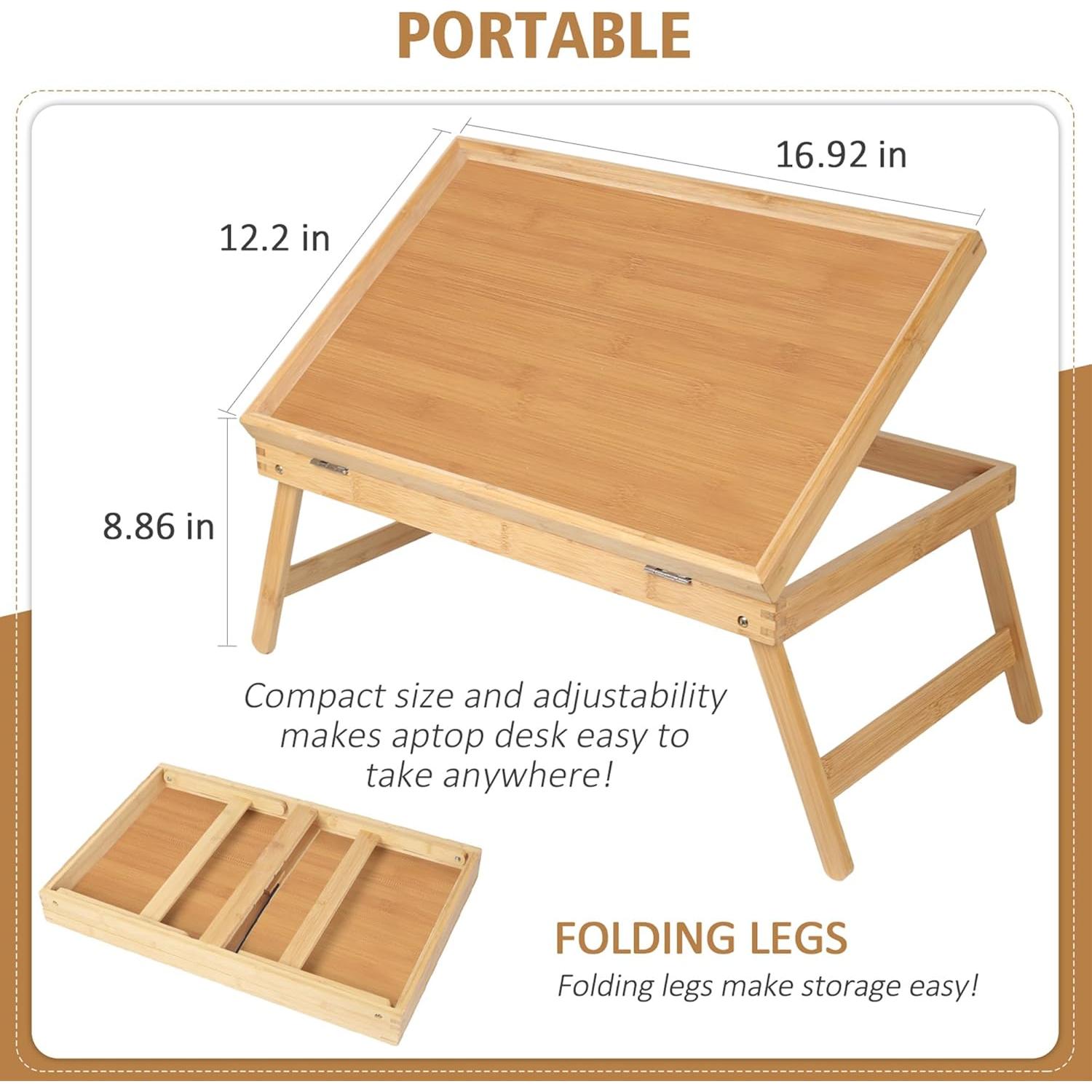 Bandeja de desayuno Artmeer para cama con patas plegables Beige