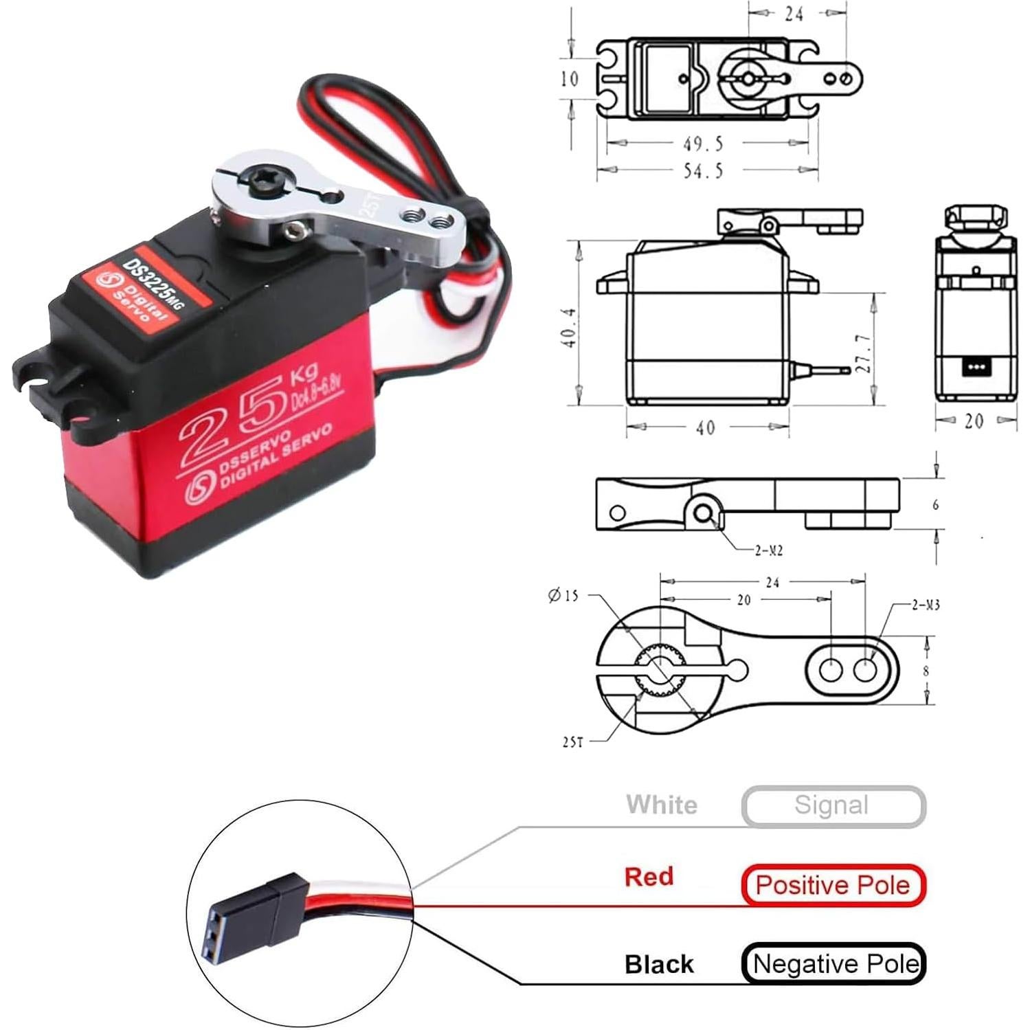 Paquete de 4 Servos RC Digitales HOOYIJ 25KG Impermeables