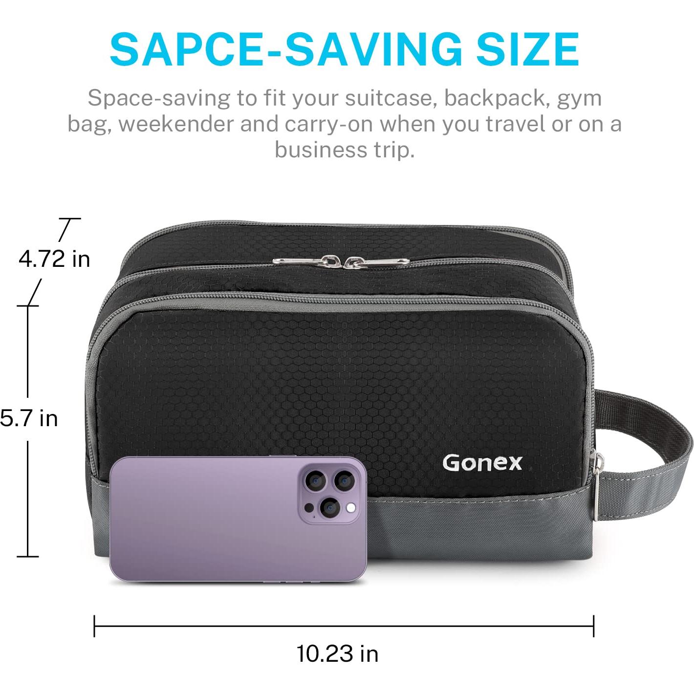 Bolsa de Aseo de Viaje Gonex Negra 26x12x14cm Resistente