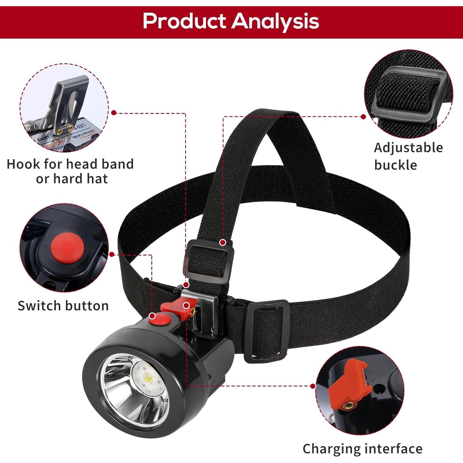 Linterna de Cabeza LED Recargable Hunting Friends KL2.8LM Rojo