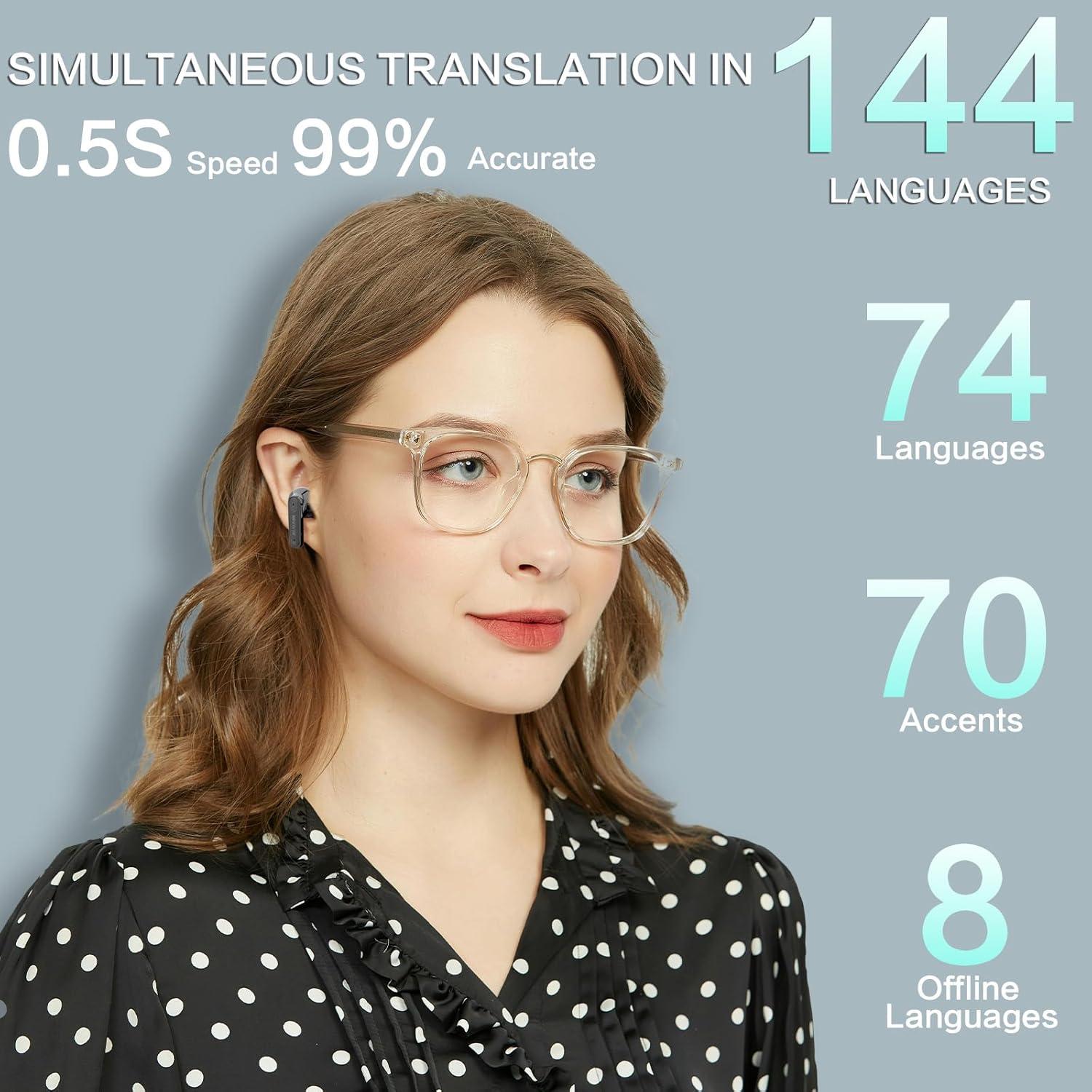 Auriculares de Traducción Beviliu Inalámbricos 3-en-1 Negro