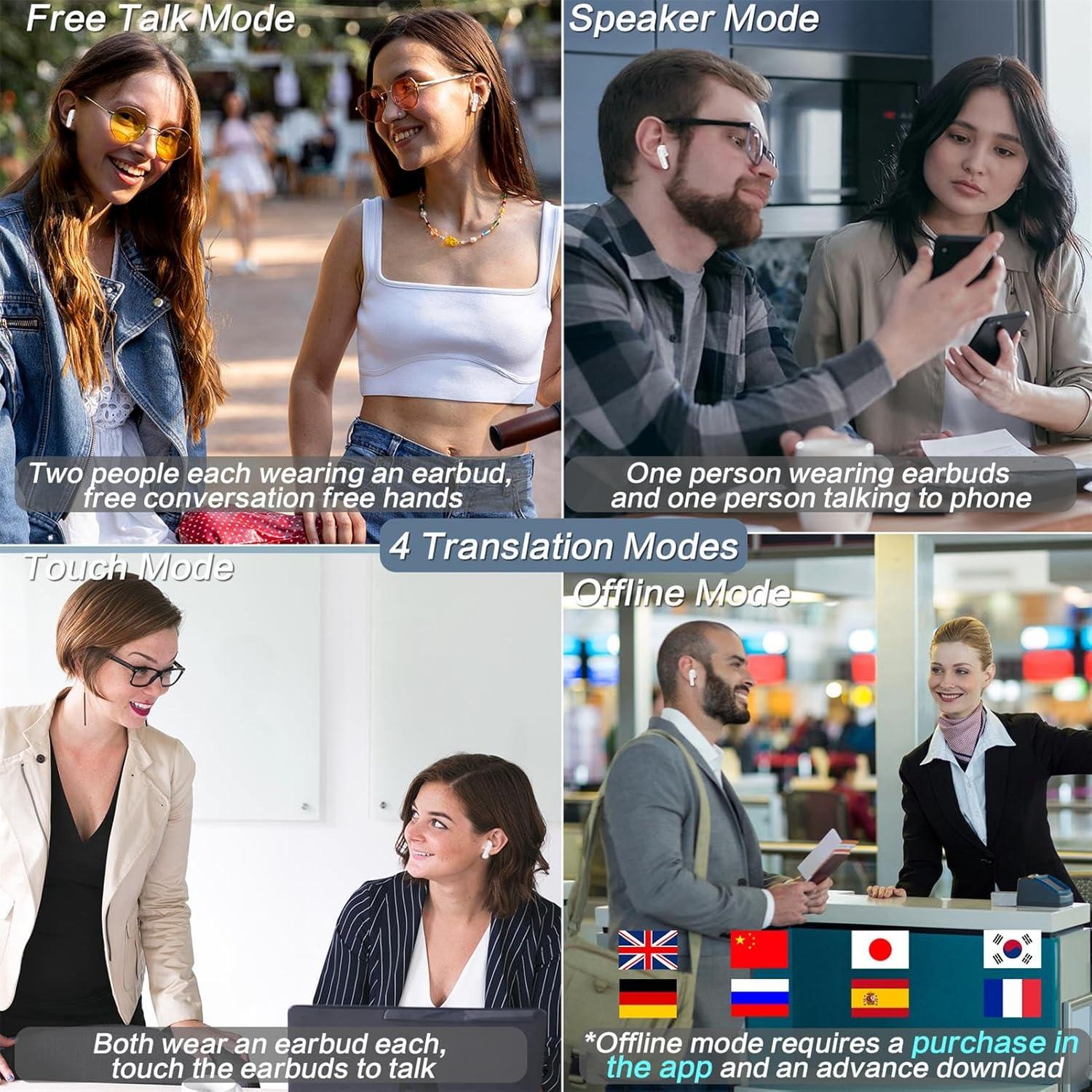 Auriculares de Traducción Beviliu Inalámbricos 3-en-1 Negro