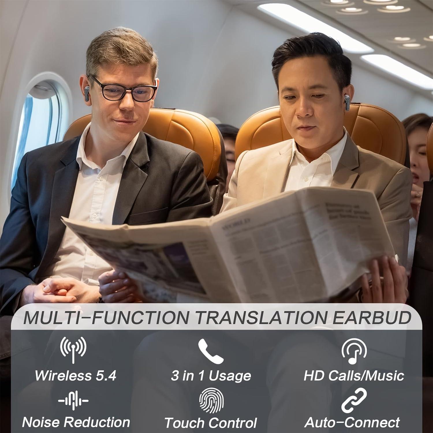 Auriculares de Traducción Beviliu Inalámbricos 3-en-1 Negro