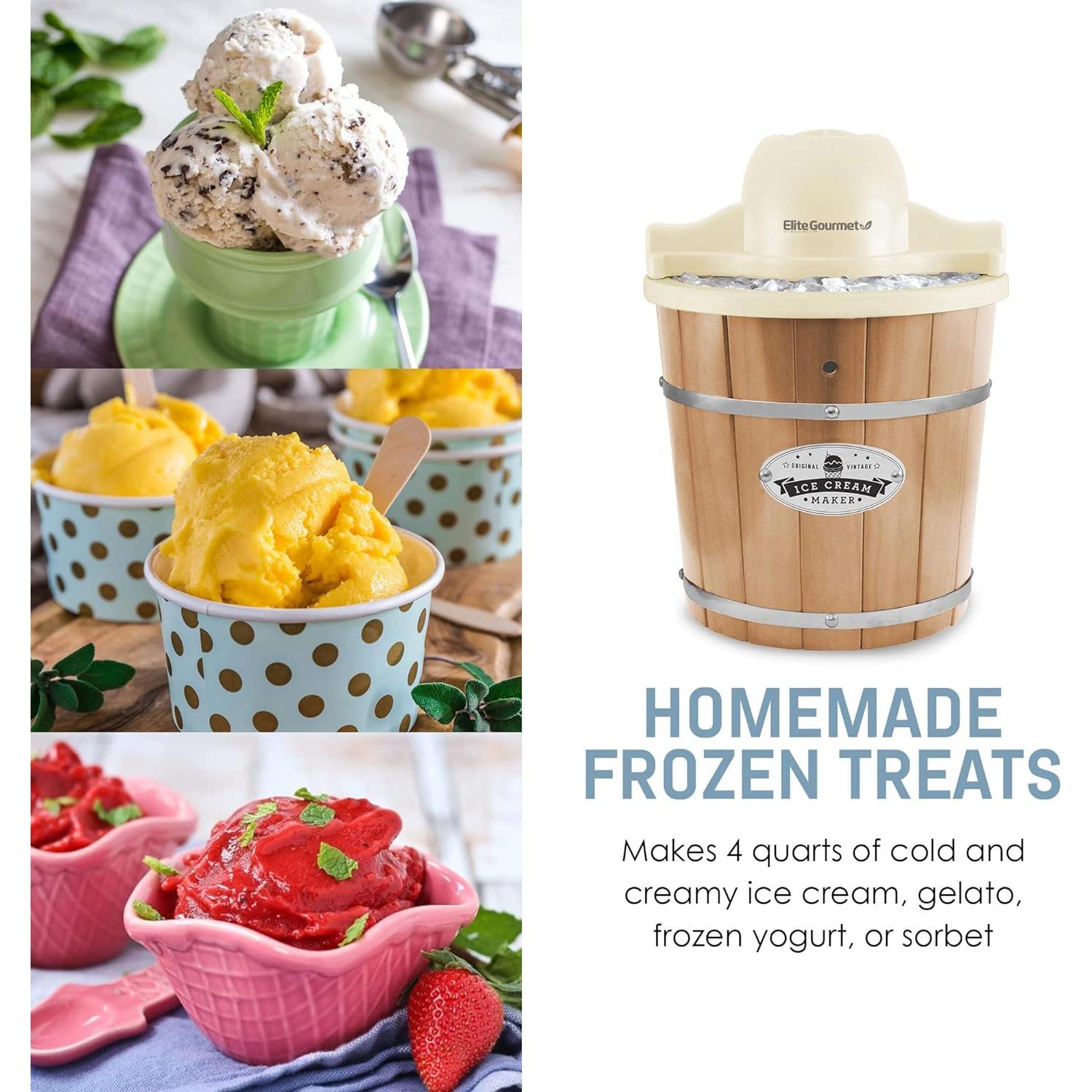 Fabricante de Helados Eléctrico Elite Gourmet 4 Qt Crema