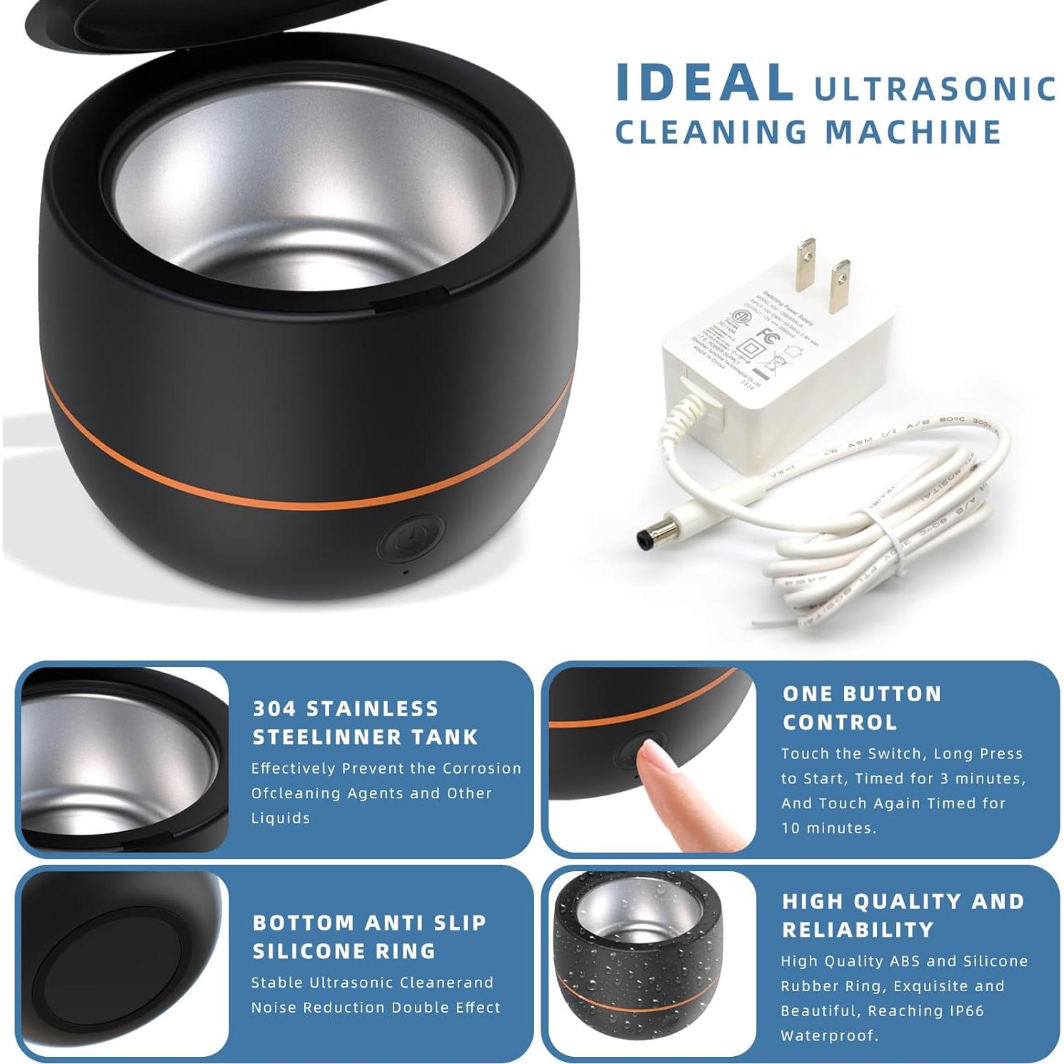 Limpiador Ultrasónico ARGOMAX 24W 200ml para Dentaduras y Joyería