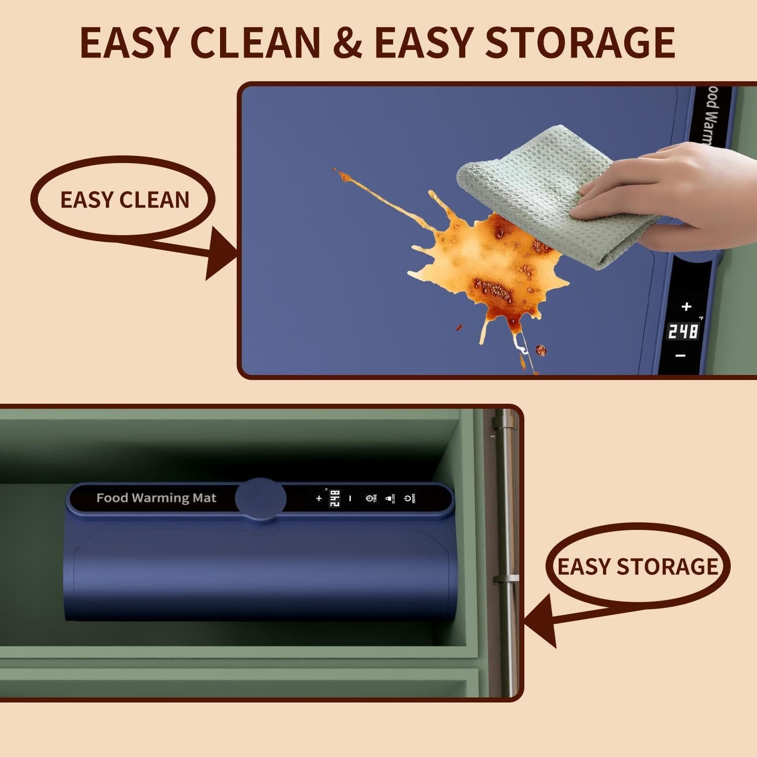 Alfombrilla Calentadora de Comida Iconfont 60x37.8cm Azul