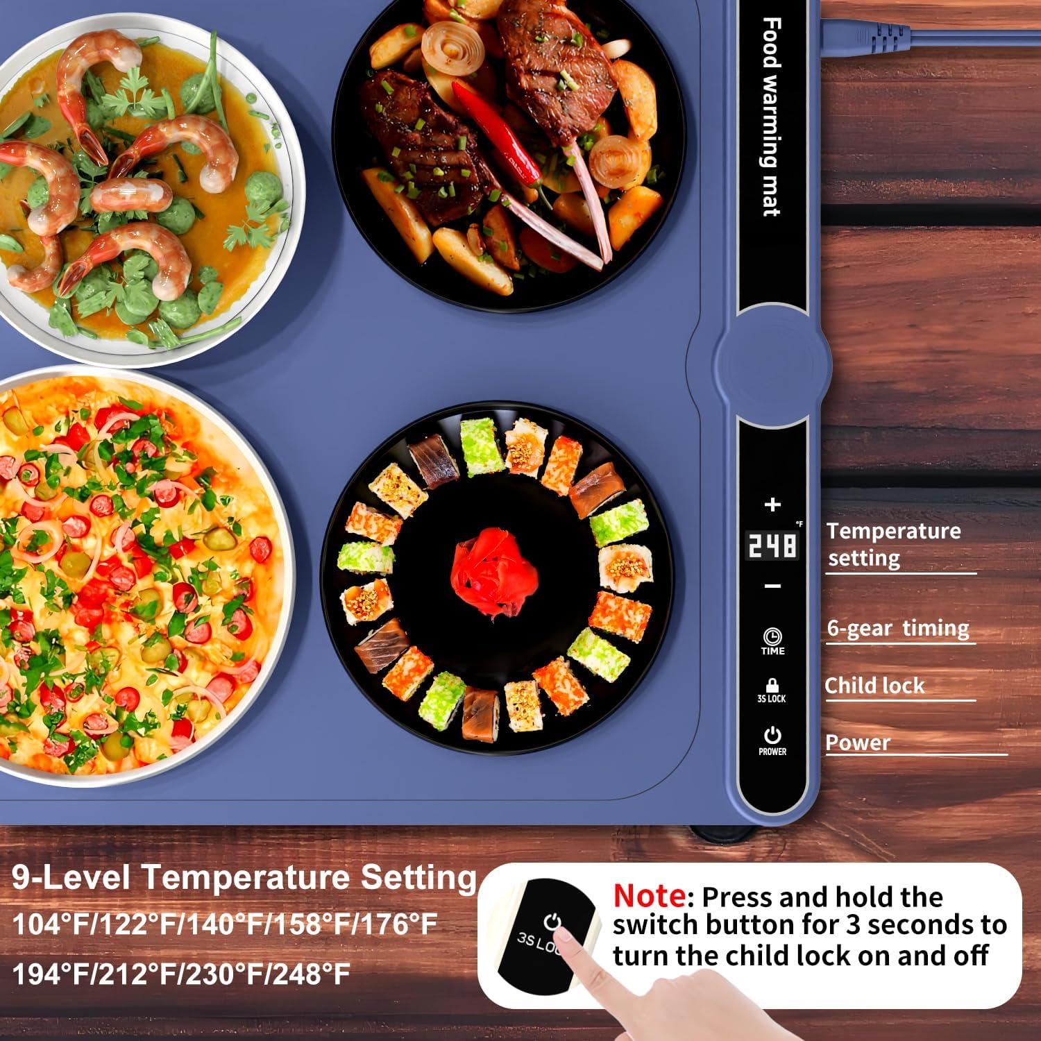 Alfombrilla Calentadora de Comida Iconfont 60x37.8cm Azul