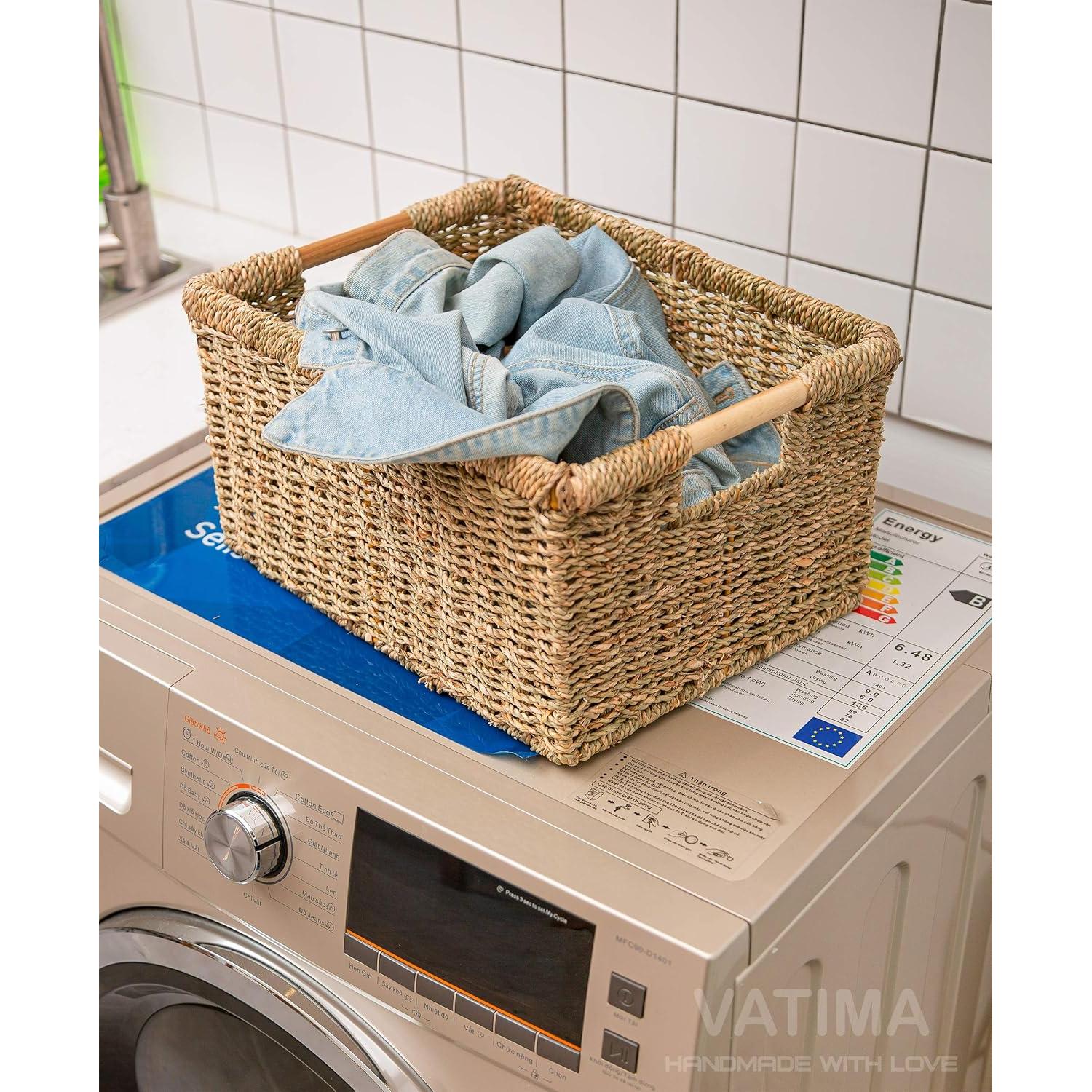 Cesta de Almacenamiento de Mimbre VATIMA 36.8x26.2x19.1cm