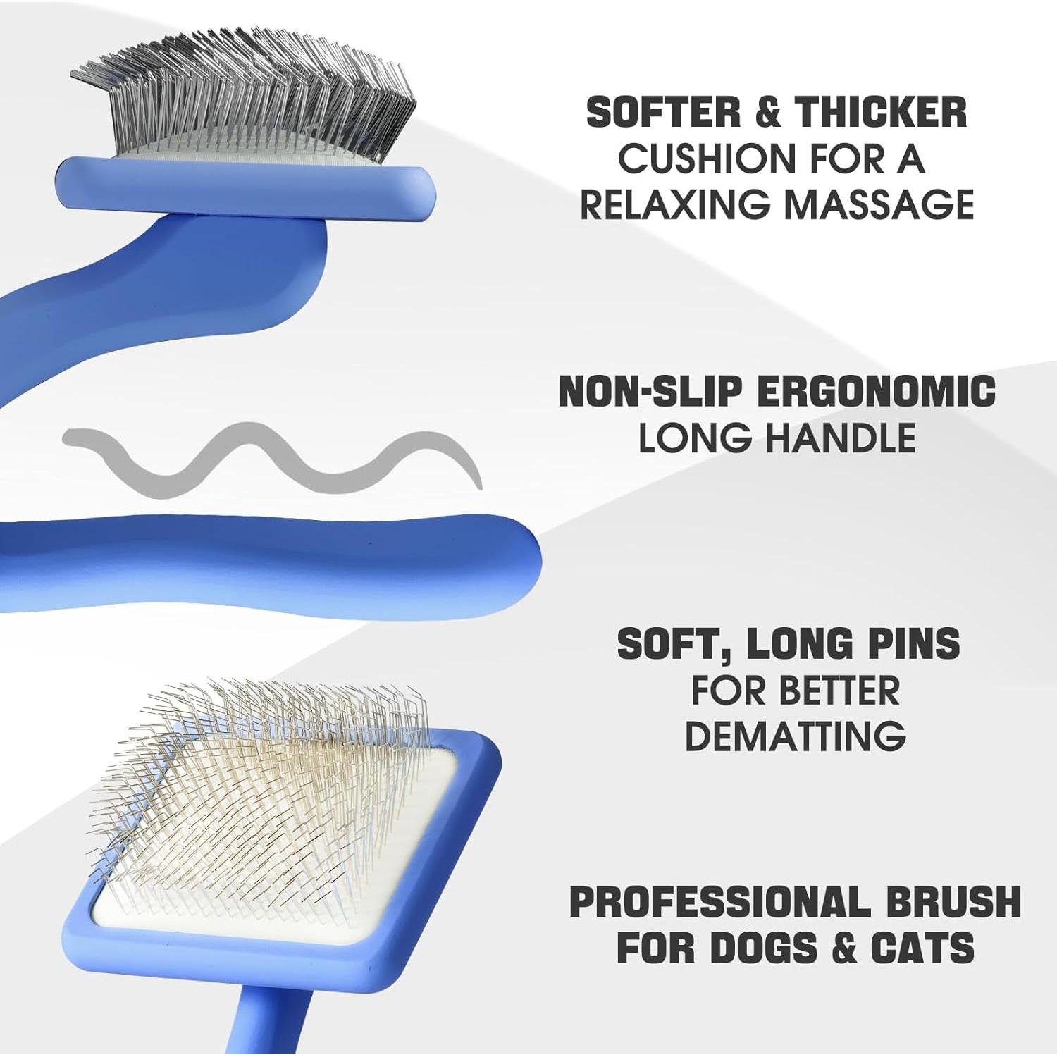 Kit de Aseo para Perros Bonteck 4PCS - Cepillo Slicker Azul