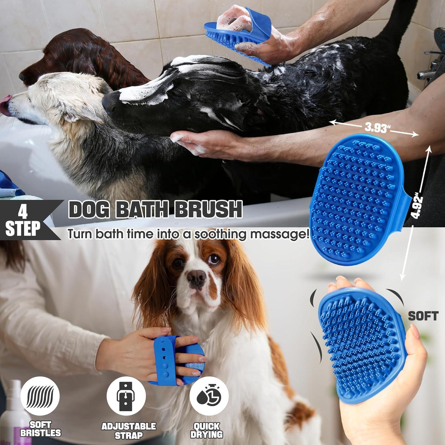 Kit de Aseo para Perros Bonteck 4PCS - Cepillo Slicker Azul