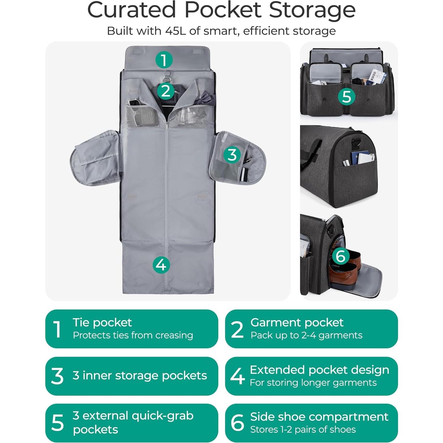 Bolsa de Ropa Duffle BAGSMART 2 en 1 Negra 45L