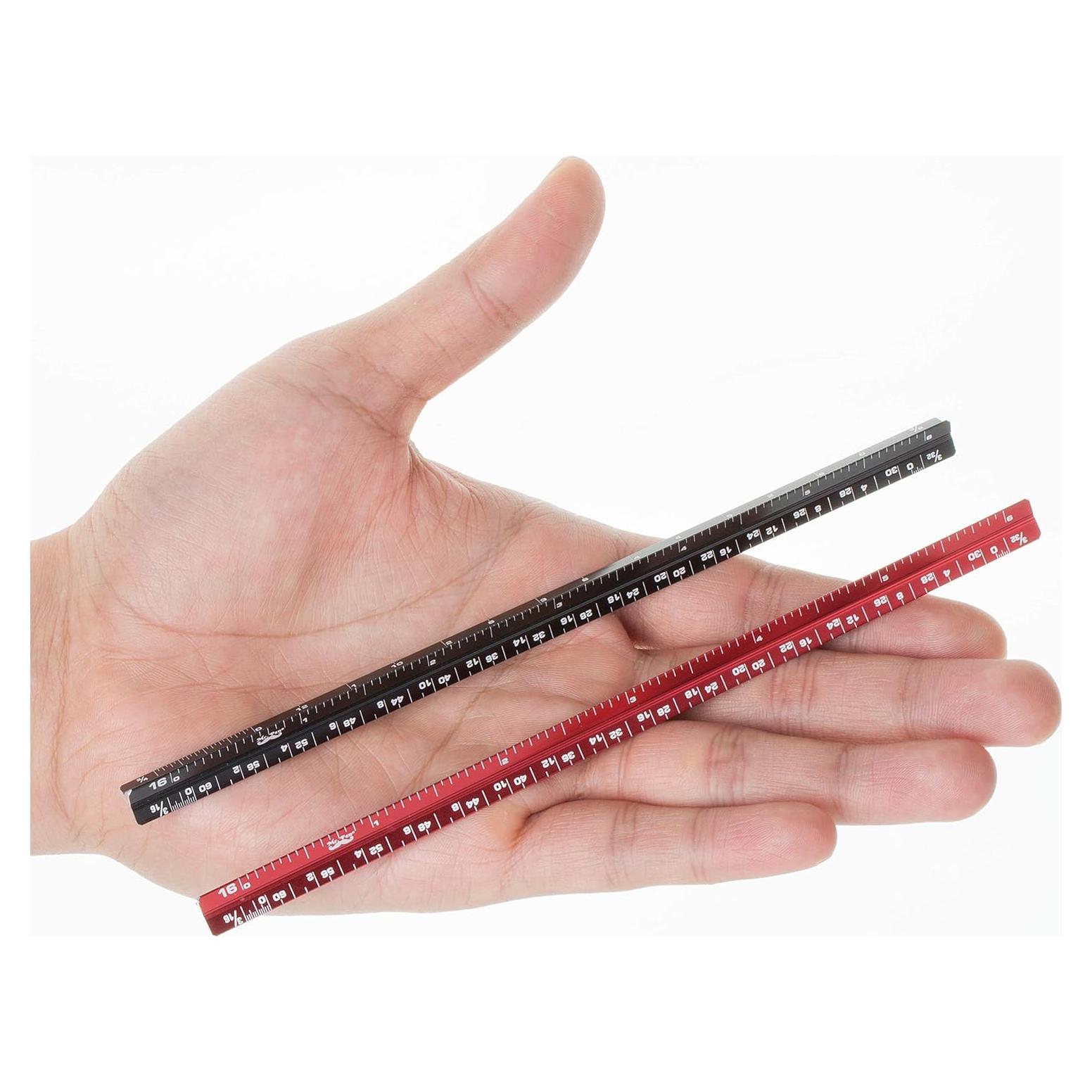 Regla de 15 cm Mr. Pen - Paquete de 2, Aluminio, Negro y Rojo