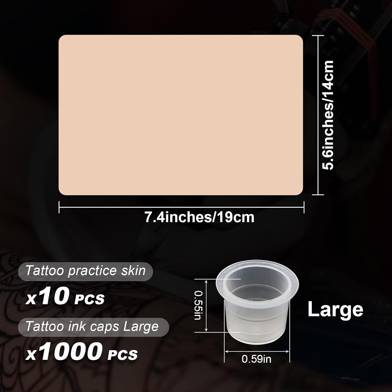 Kit de Pieles de Tatuaje Autdor 1010Pcs con Copas de Tinta 16mm