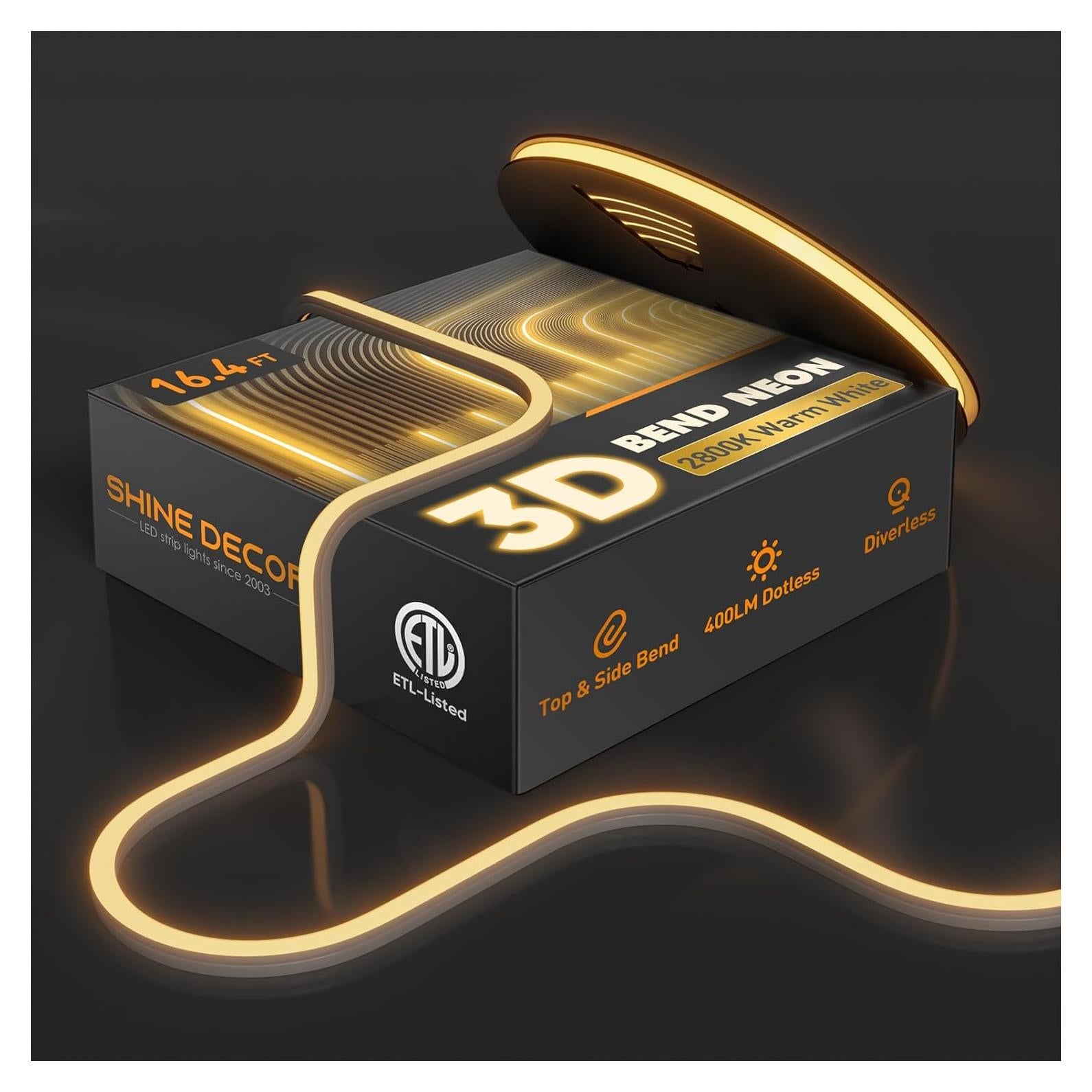 Tira de Neón LED 3D Shine Decor 5m 2800K Blanco Cálido IP65