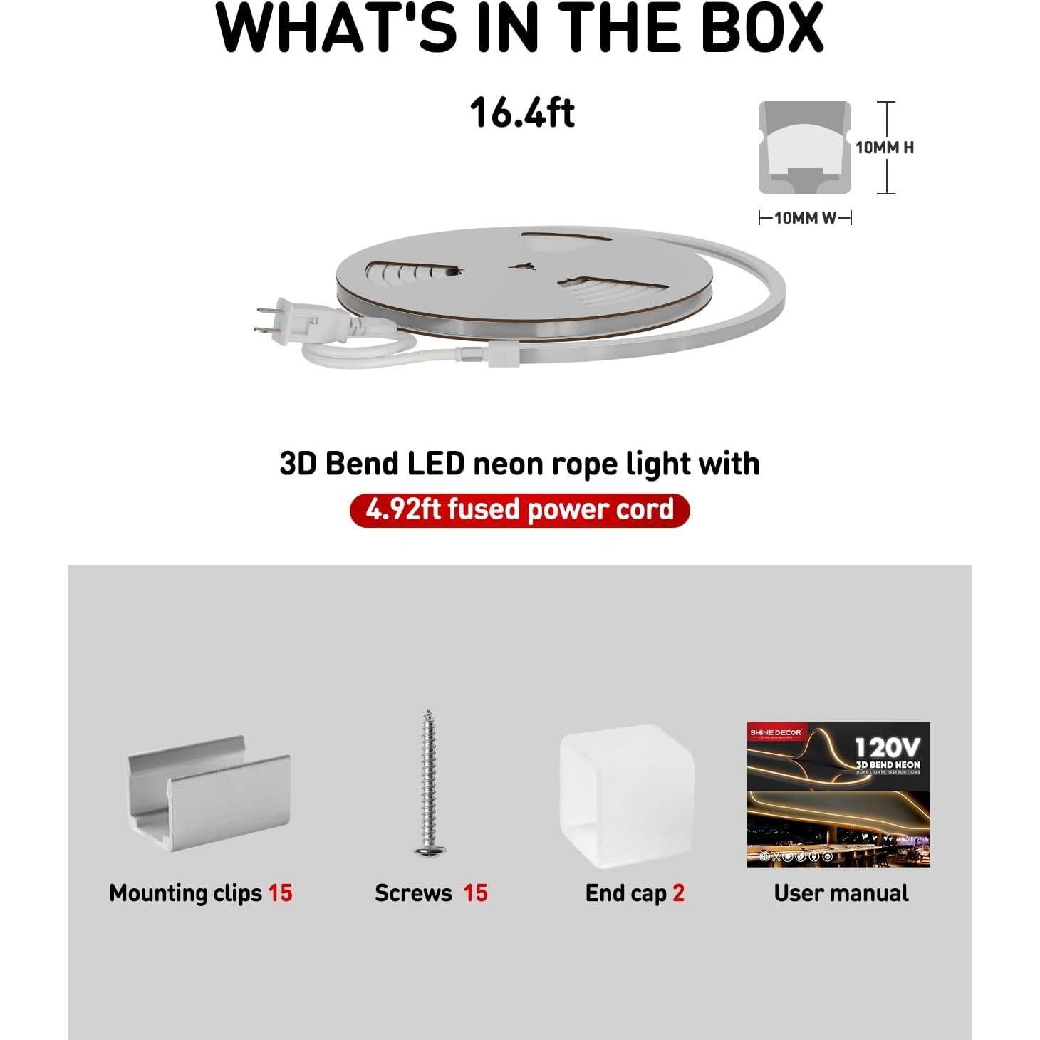 Tira de Neón LED 3D Shine Decor 5m 2800K Blanco Cálido IP65