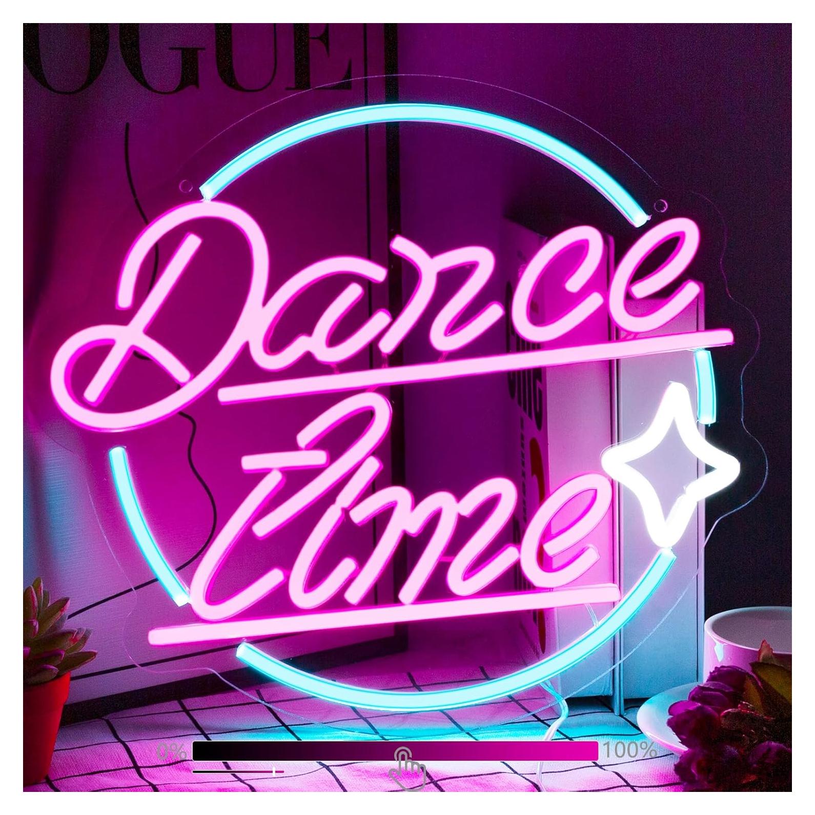 Cartel de Neón Moodlion Dance Time LED 36x32 cm Rosa