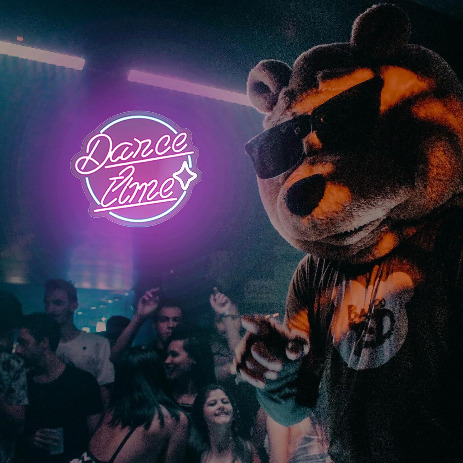 Cartel de Neón Moodlion Dance Time LED 36x32 cm Rosa