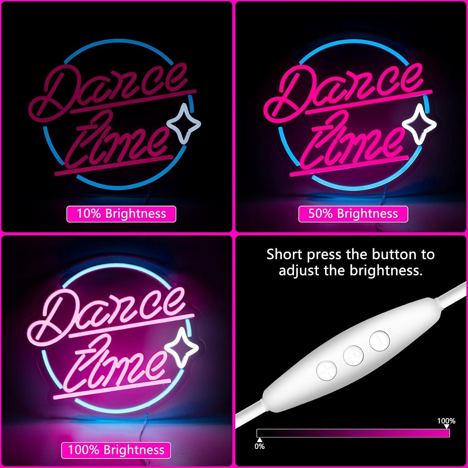 Cartel de Neón Moodlion Dance Time LED 36x32 cm Rosa