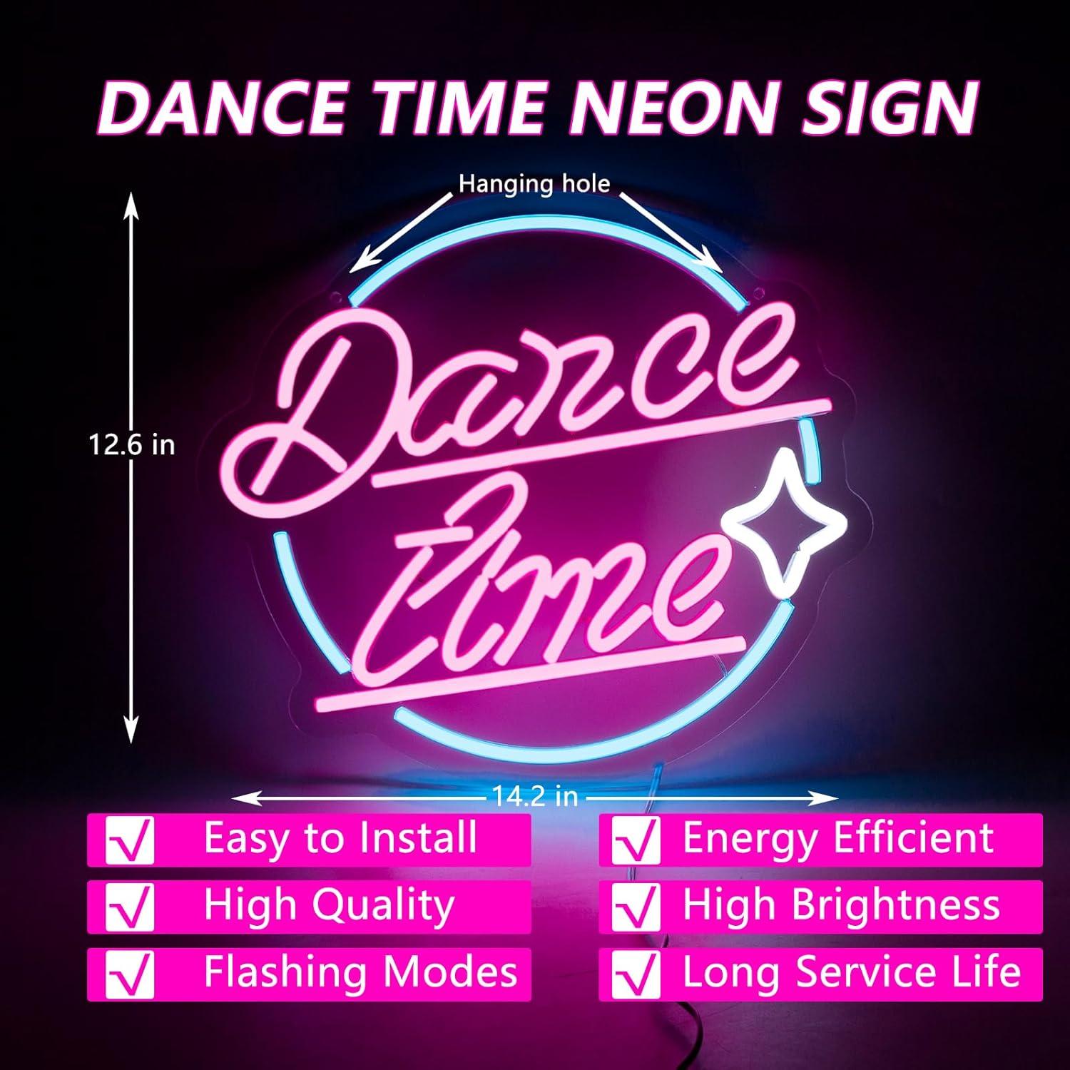 Cartel de Neón Moodlion Dance Time LED 36x32 cm Rosa