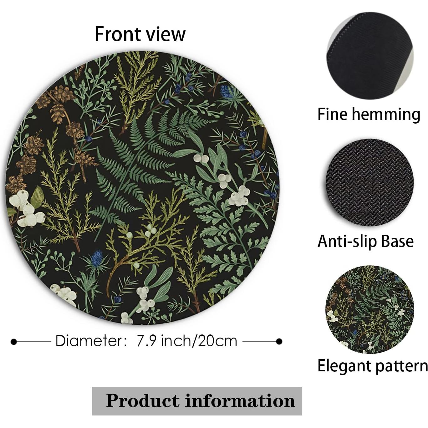 Alfombrilla de Ratón XUNLURY Verde Hojas Helecho 20.1cm