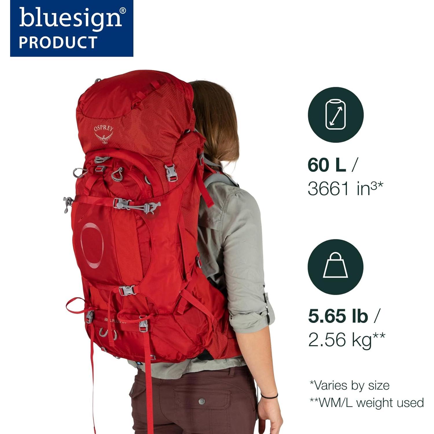 Mochila de Senderismo Osprey Ariel Plus 60L para Mujeres - Negro