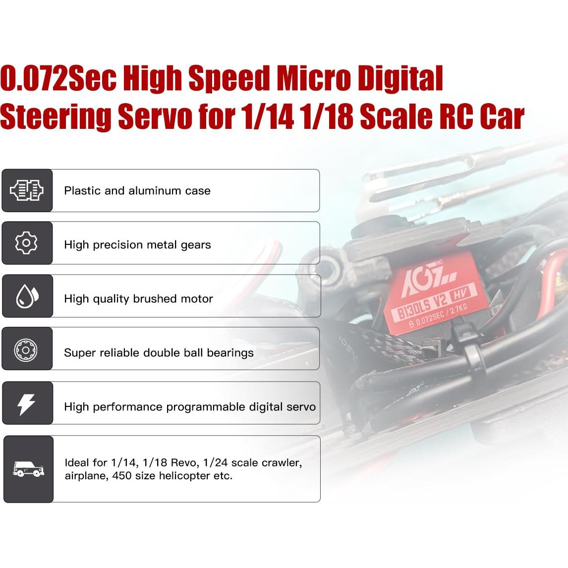 Servo AGFRC B13DLS V2 Digital 17g 0.072s para Coche RC