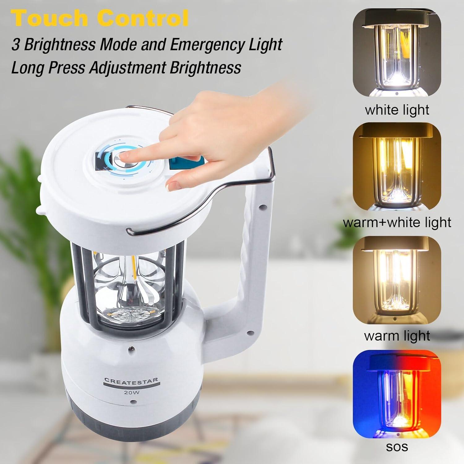 Linterna de Camping Recargable CREATESTAR 4000mAh 20W 4 Modos