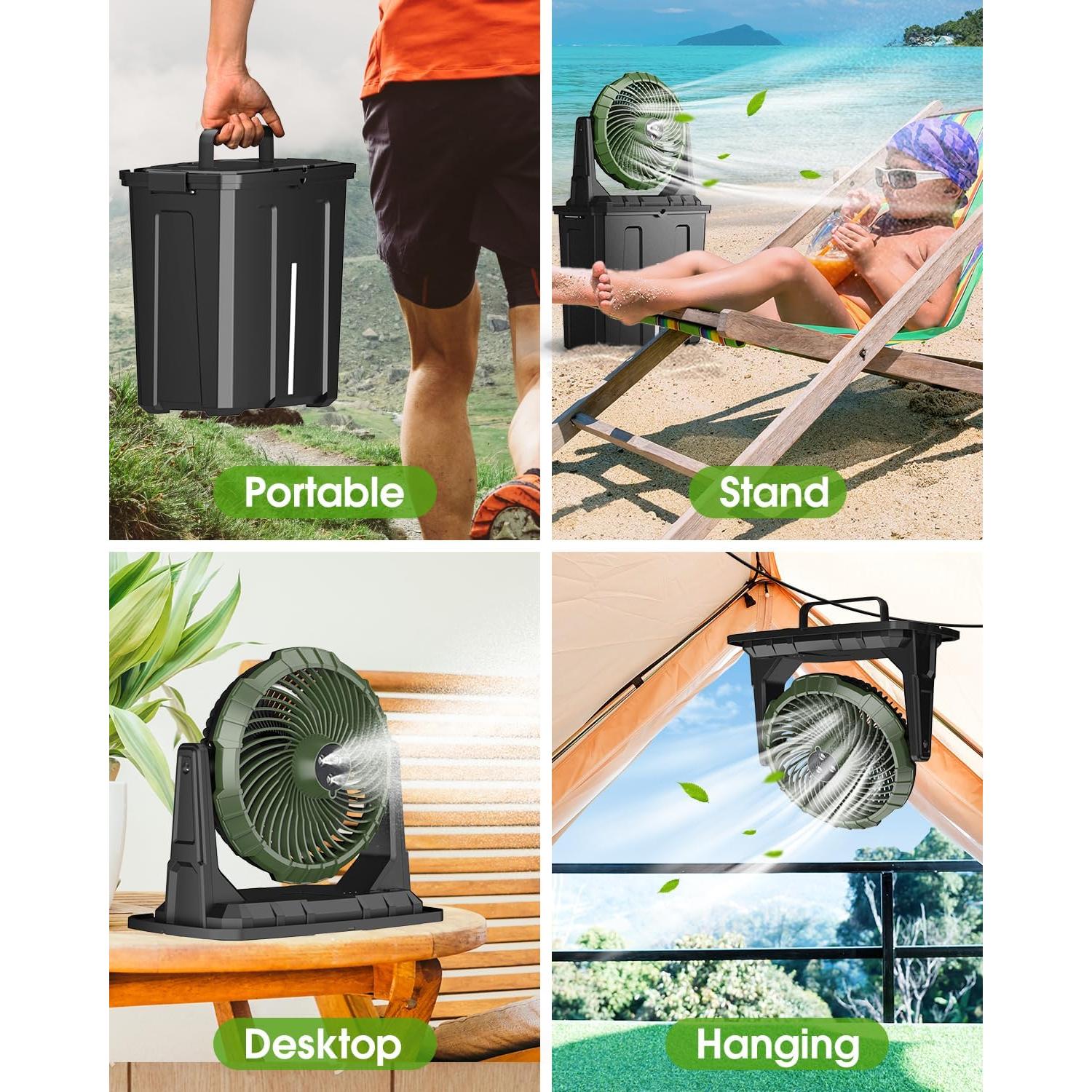 Ventilador Portátil de Nebulización Ausic 9L - 3 Vientos, 20000mAh