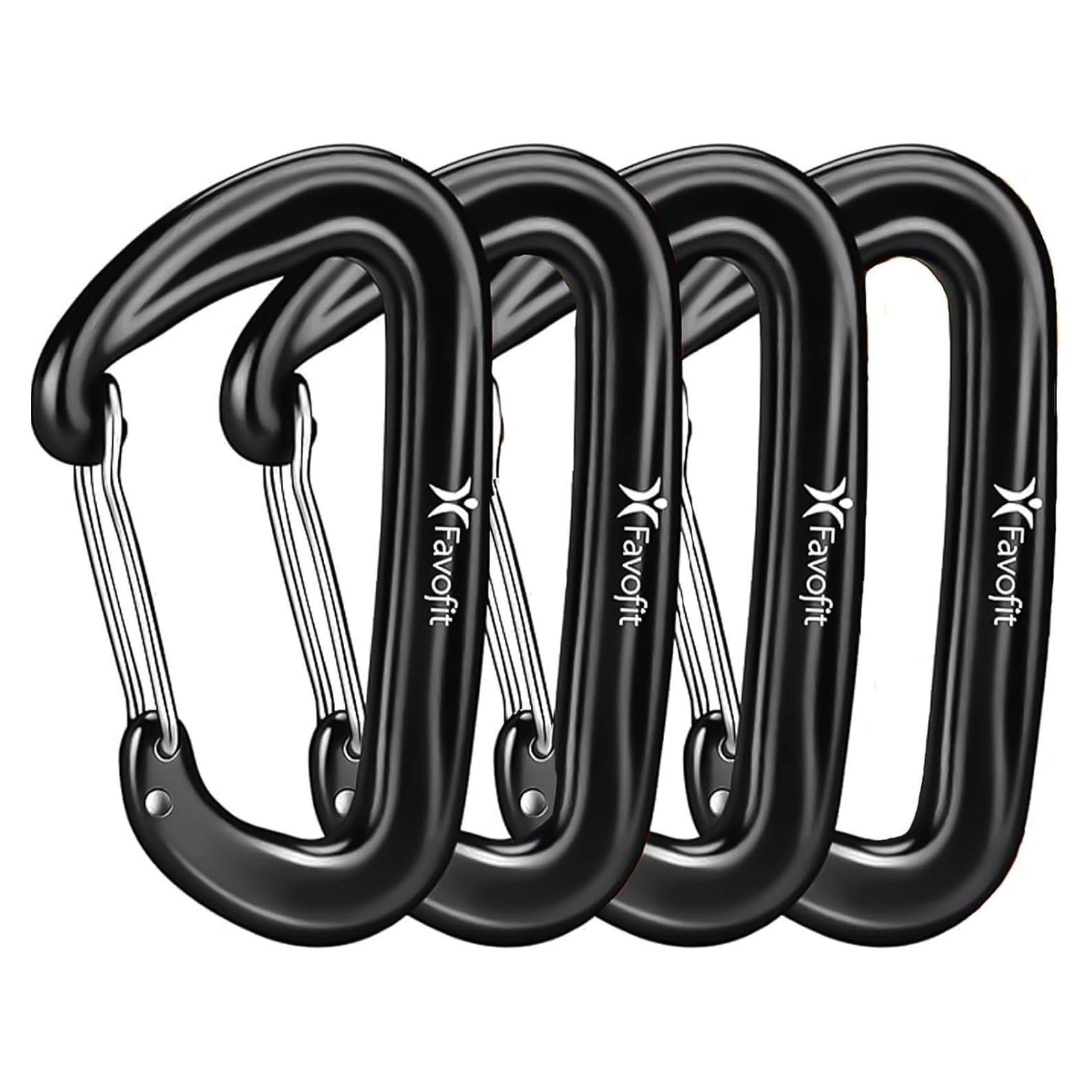 Clip de Carabina Alta Resistencia 12KN Favofit 8.1 cm Negro