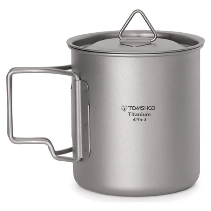 Olla y Taza de Titanio TOMSHOO 420mL para Camping y Senderismo