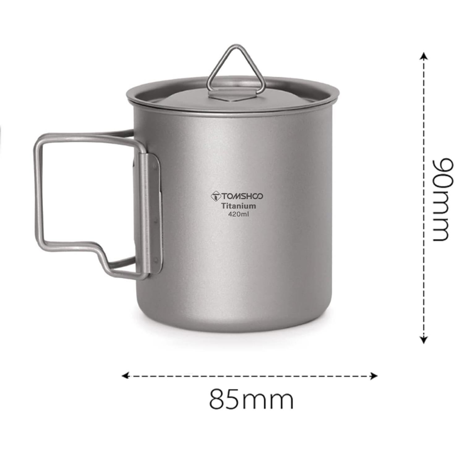 Olla y Taza de Titanio TOMSHOO 420mL para Camping y Senderismo