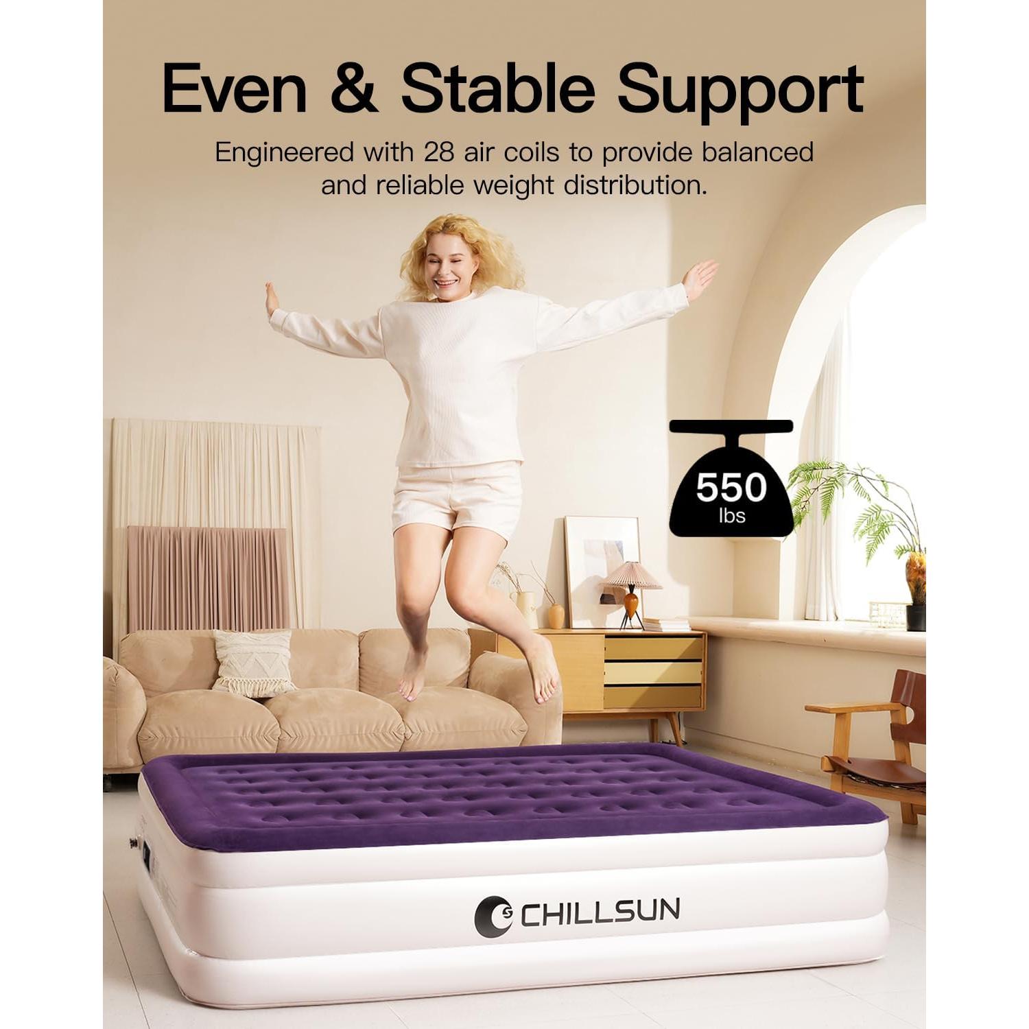 Colchón de Aire CHILLSUN Doble 18" Elevado con Bomba 7.13kg