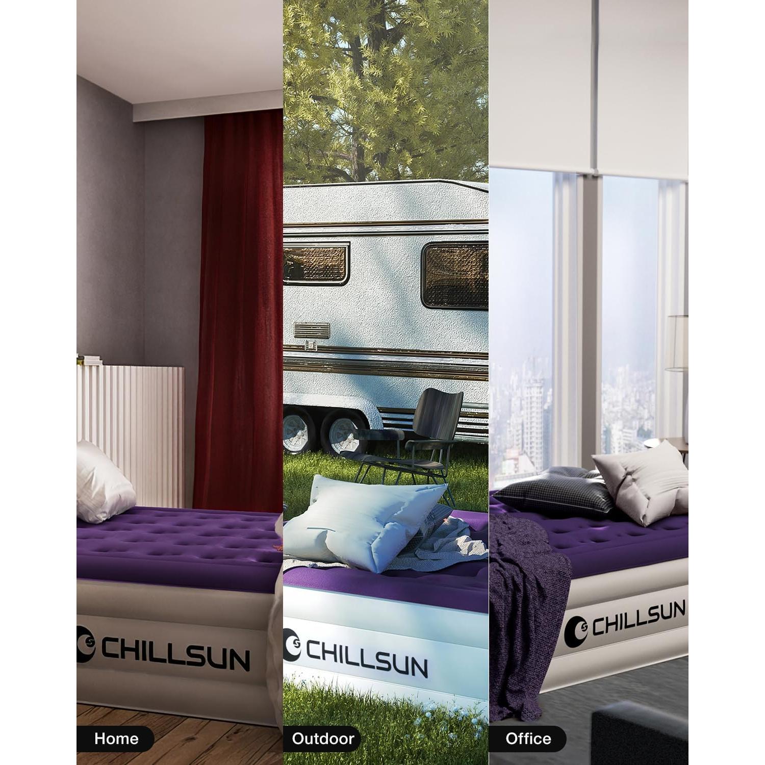 Colchón de Aire CHILLSUN Doble 18" Elevado con Bomba 7.13kg