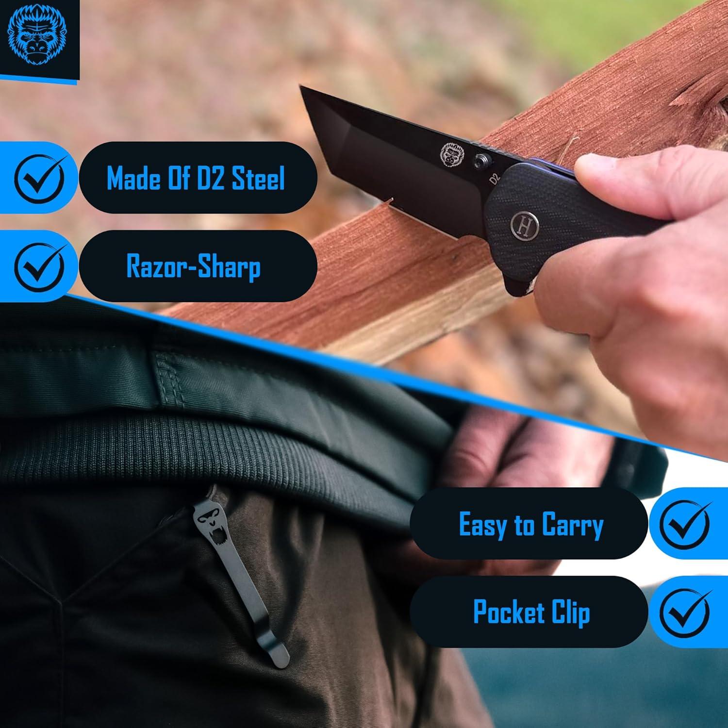 Cuchillo Plegable de Supervivencia Gorilla Holtzman G10 19.5cm