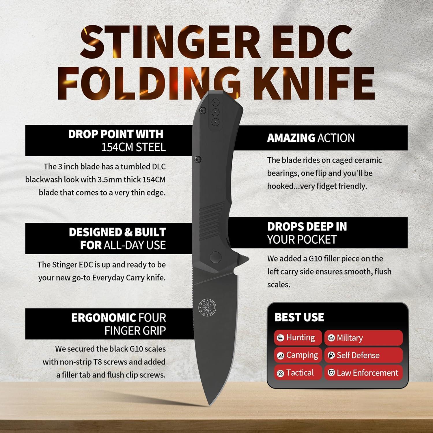 Cuchillo Plegable Stinger EDC Cuchillos Off-Grid 7.62 cm