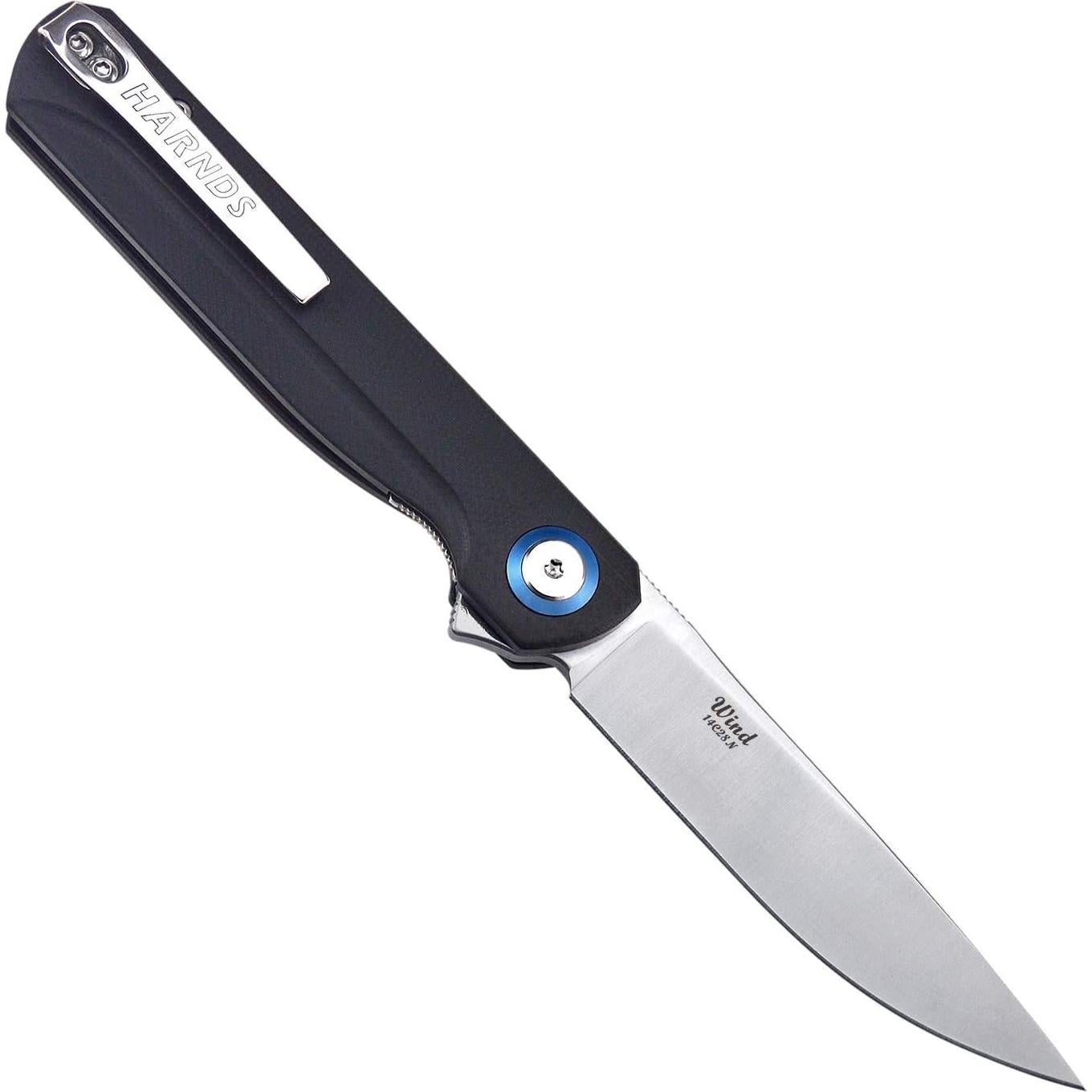 Cuchillo Plegable Harnds Wind Acero Sandvik 7.39cm Negro