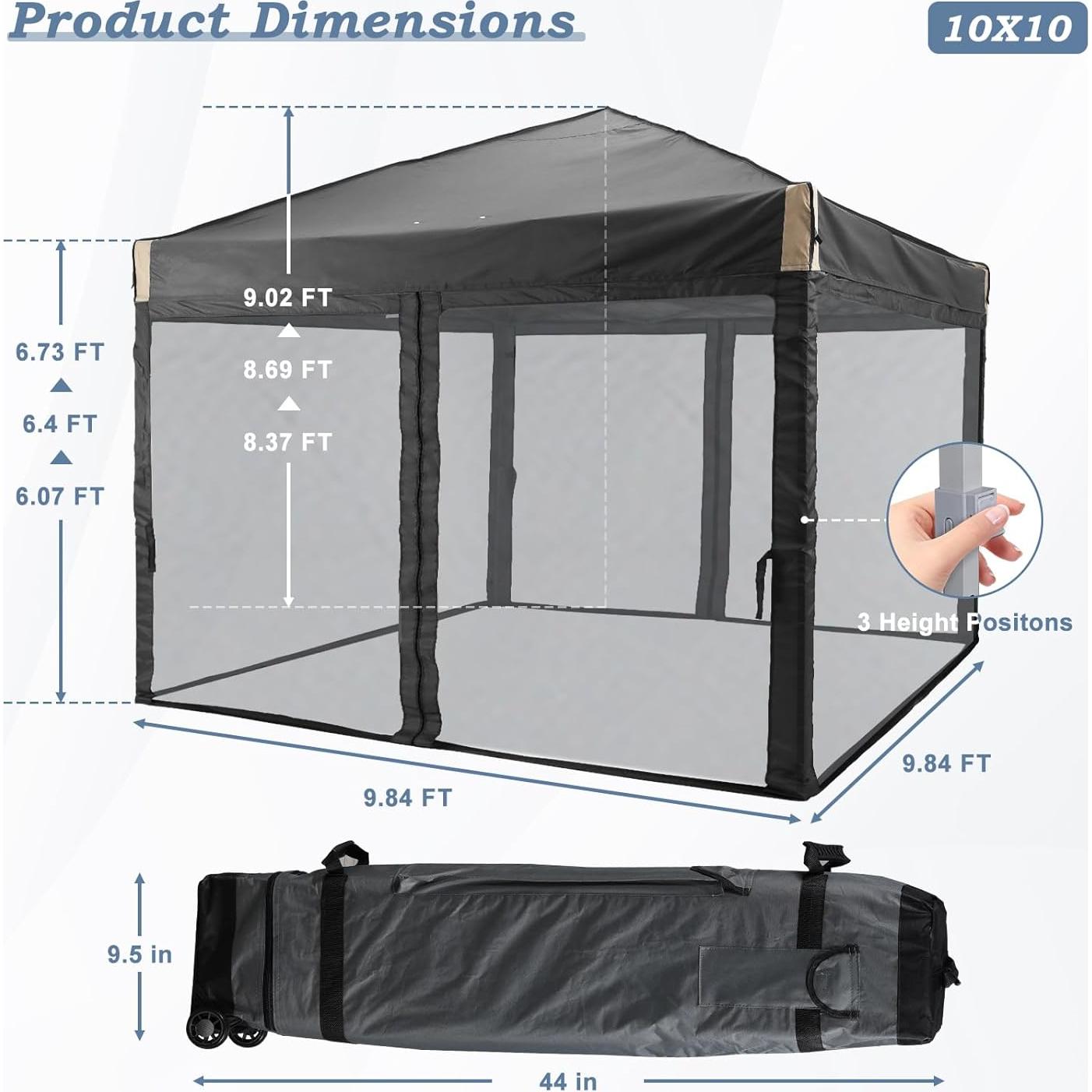 Carpa Plegable Aoodor 3x3m Resistente al Agua con Bolsa
