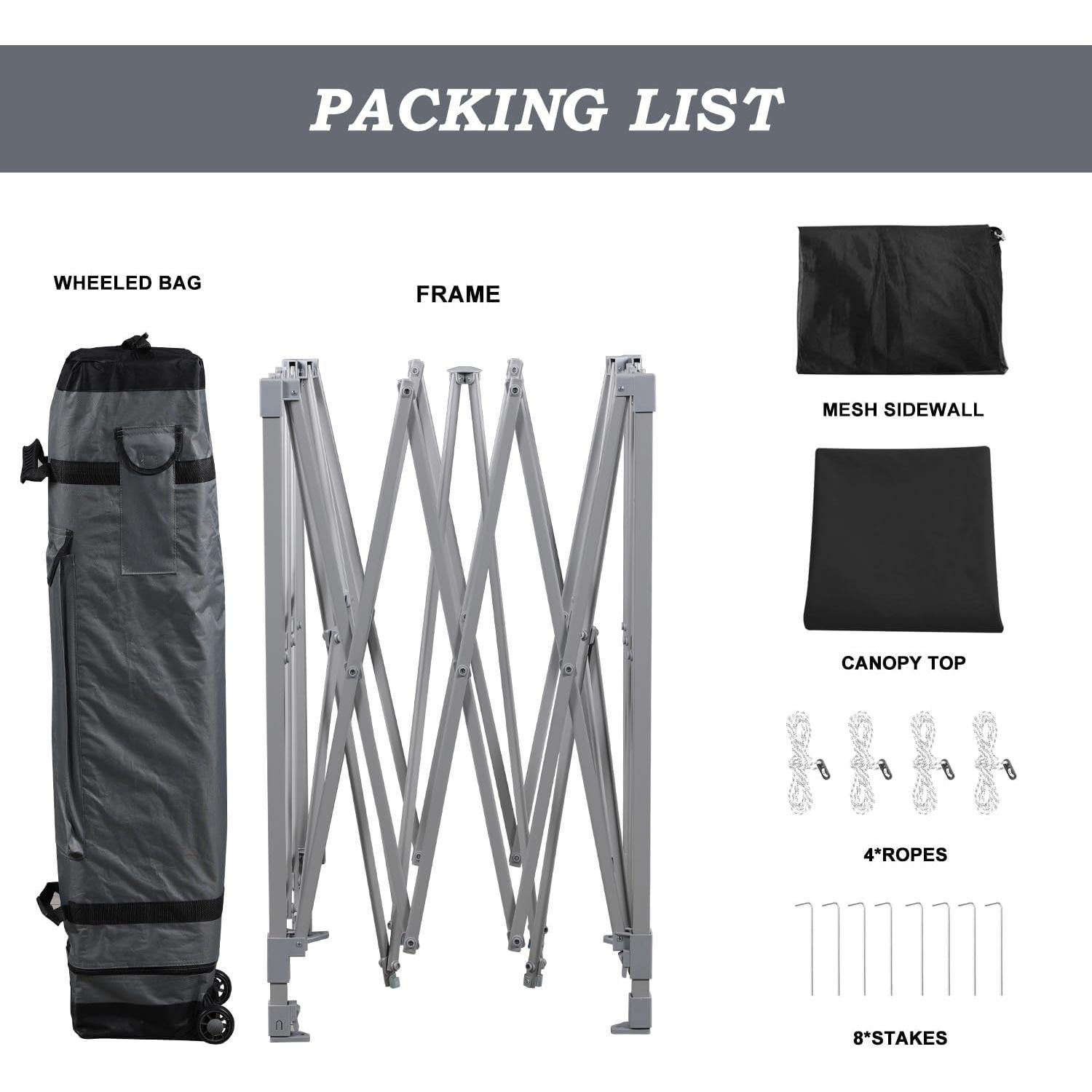 Carpa Plegable Aoodor 3x3m Resistente al Agua con Bolsa