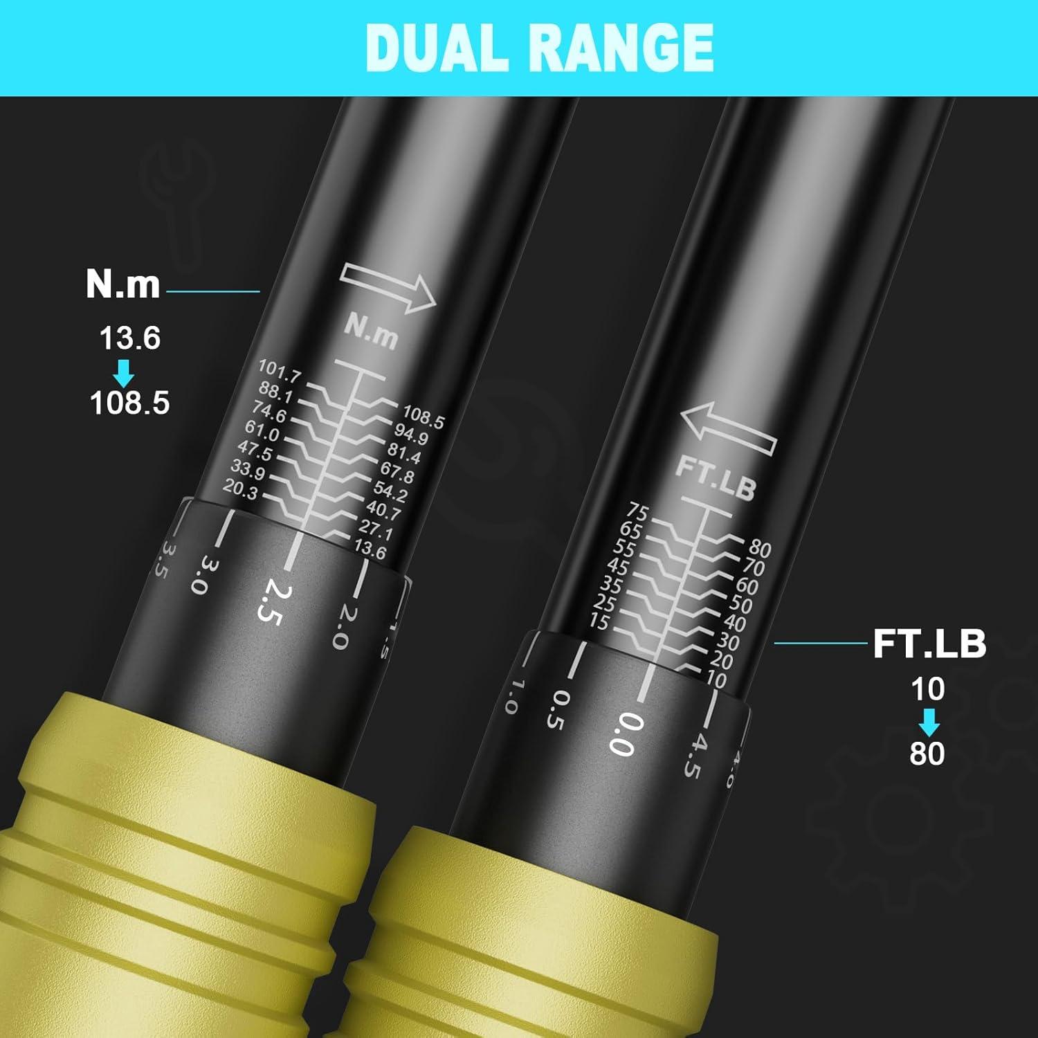 Llave de Torque ANPUDS 3/8" 10-80 Nm Doble Dirección 72 Dientes