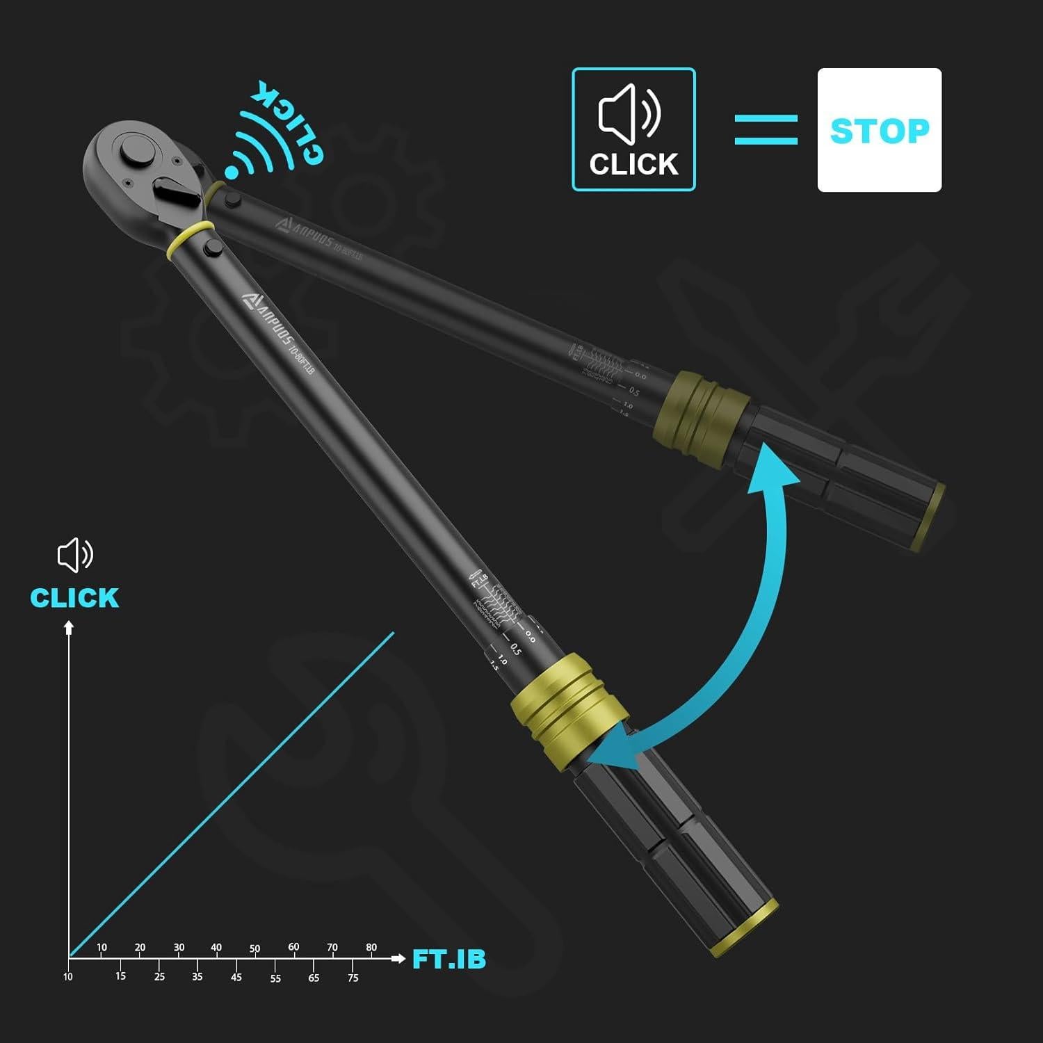 Llave de Torque ANPUDS 3/8" 10-80 Nm Doble Dirección 72 Dientes