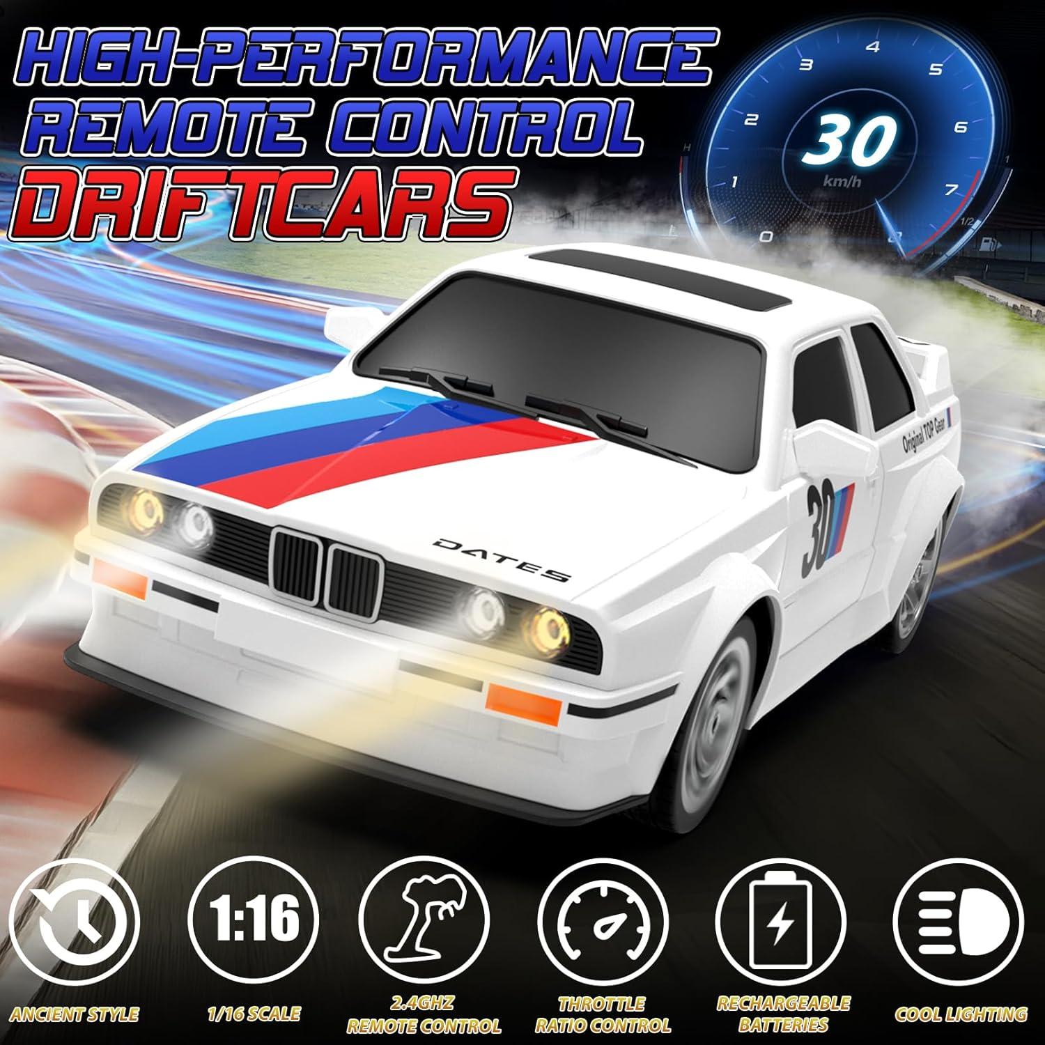 Coche Drift RC Ruxrcni 1:16 30KM/H 4WD LED 2 Baterías