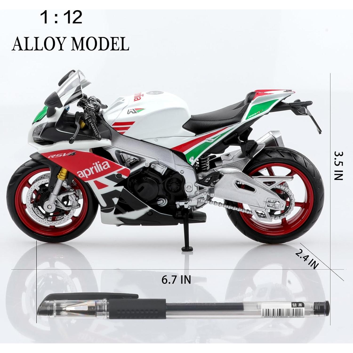 Motocicleta Diecast Aprilia RSVA RR1000 1:12 para Niños