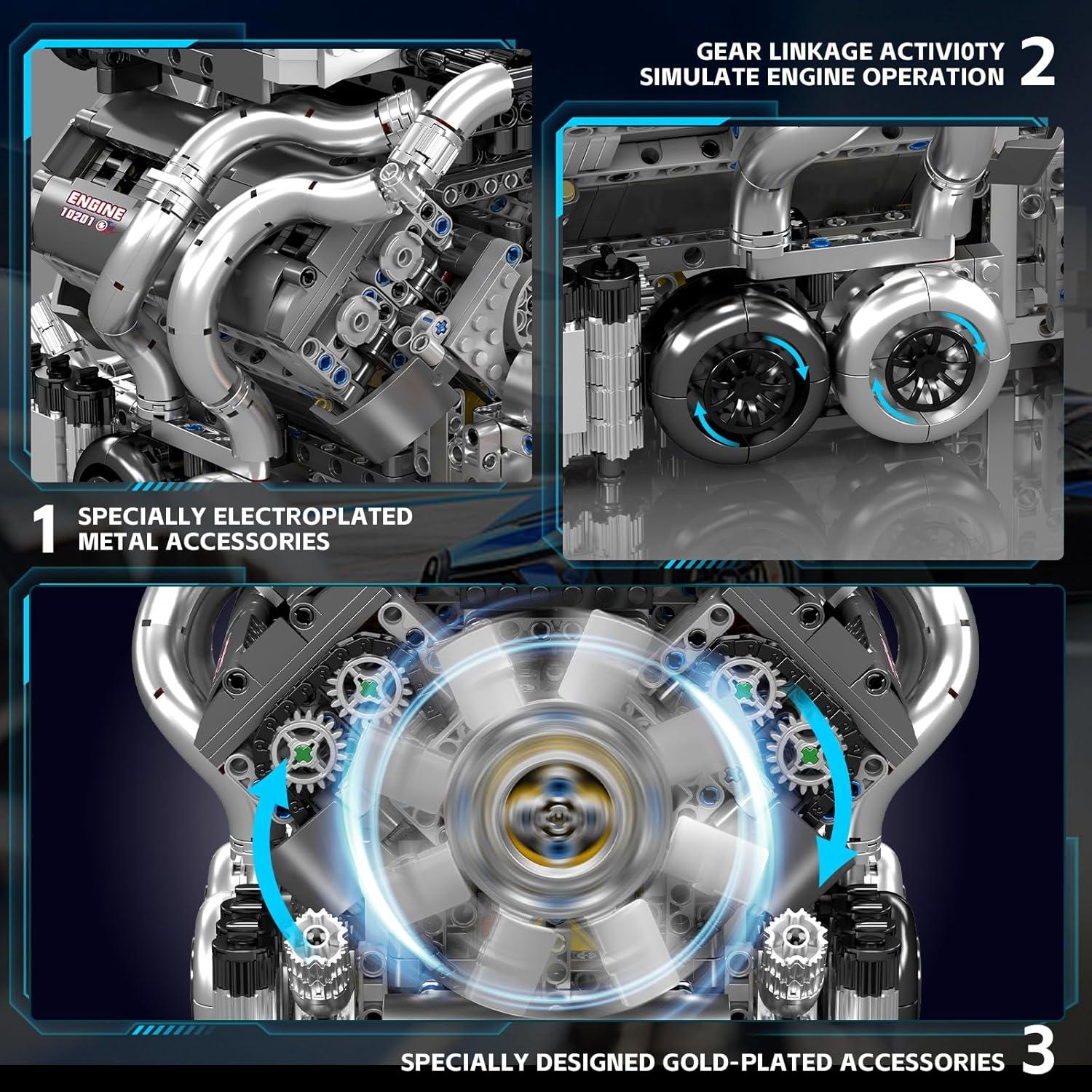 Kit de Construcción Motor W16 Mould King 2024 PZS para Adultos