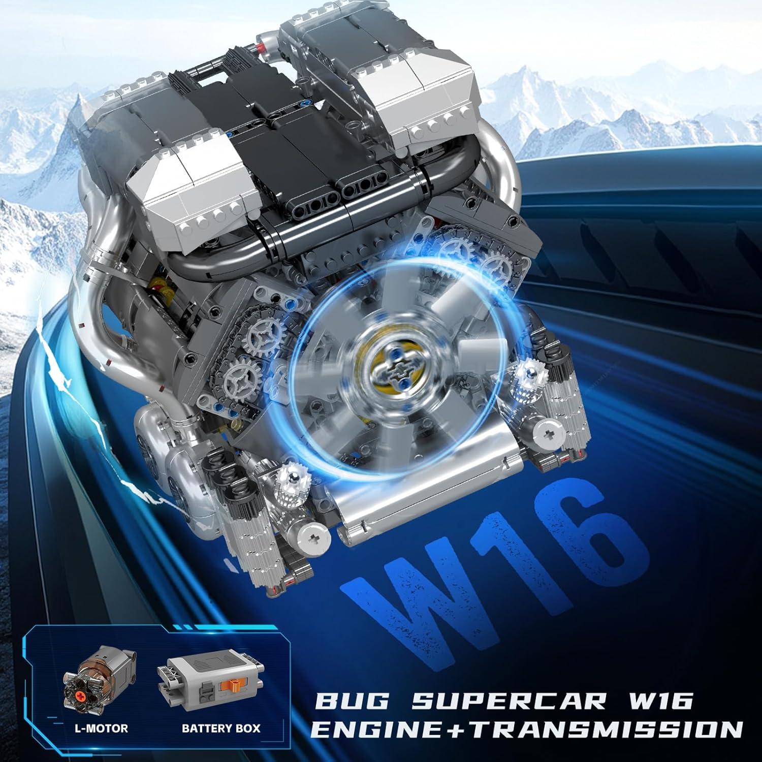 Kit de Construcción Motor W16 Mould King 2024 PZS para Adultos