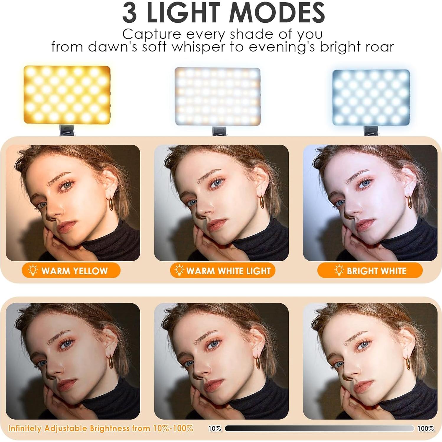 Luz de Selfie Eagerey 60 LED Recargable Clip Doble 2000mAh