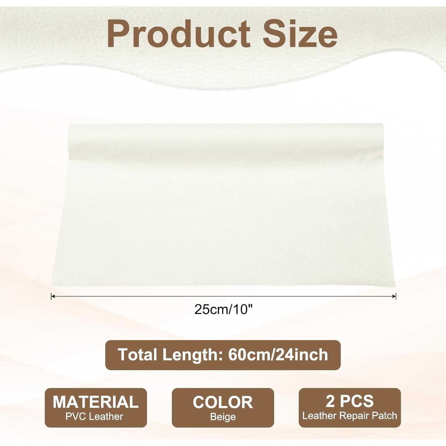 Parche de Reparación de Cuero PATIKIL 2 Pack 25x60 cm Beige