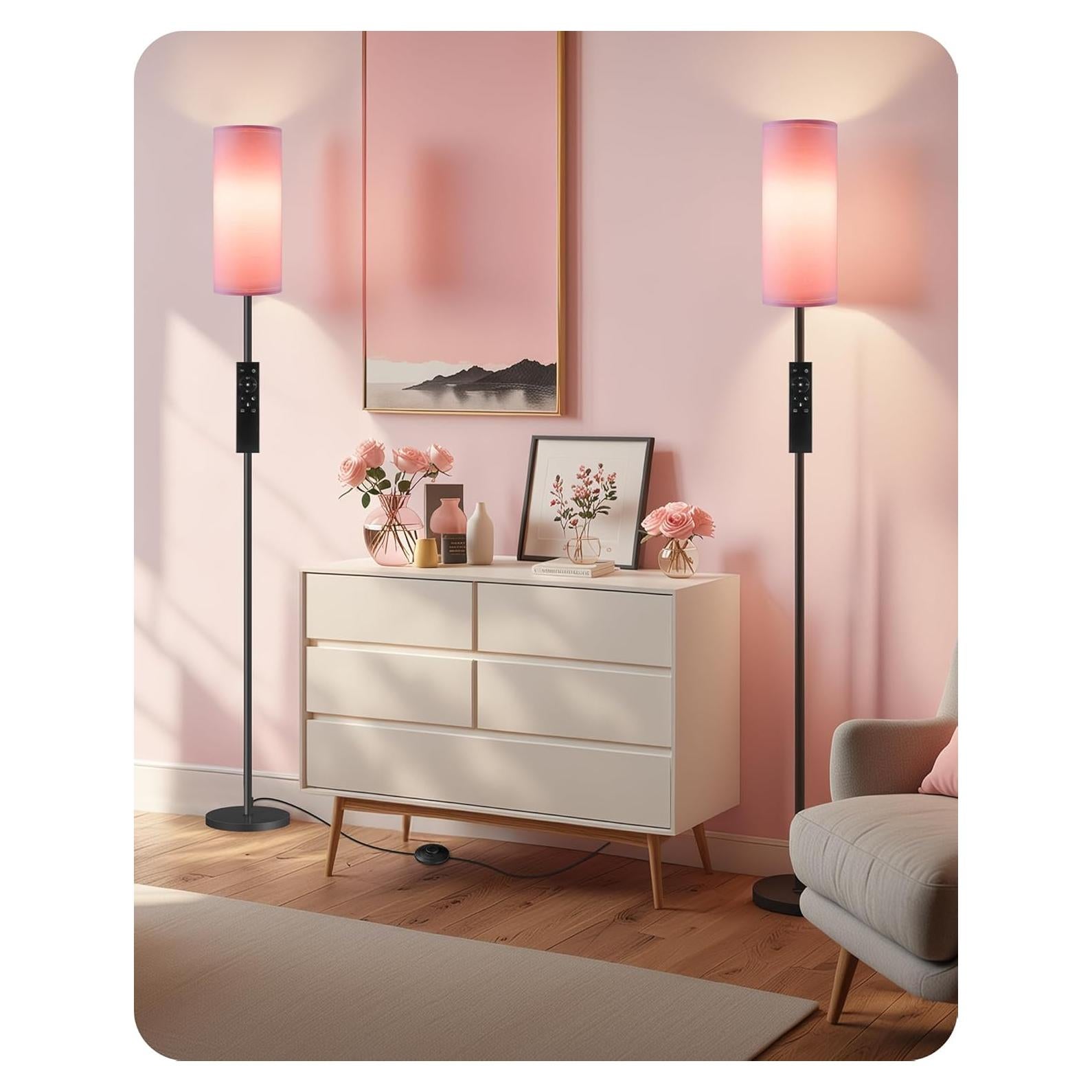 Paquete de 2 Lámparas de Pie GOEBLESON Rosadas 167.64 cm