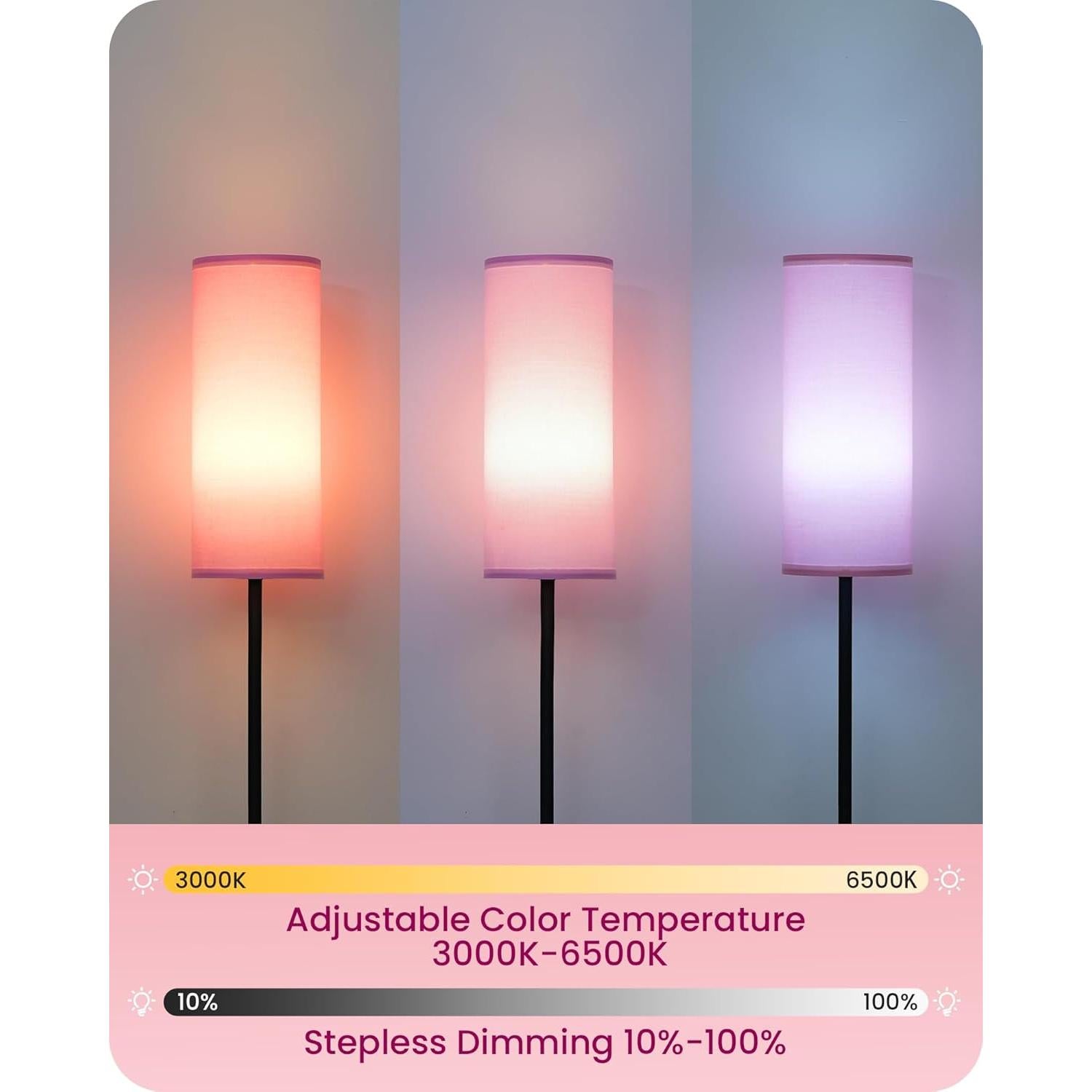 Paquete de 2 Lámparas de Pie GOEBLESON Rosadas 167.64 cm